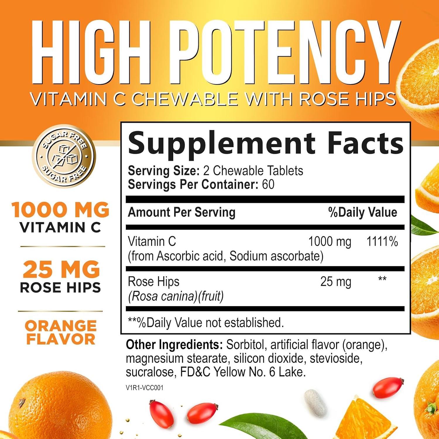 Suplemento de Vitamina C 1000mg Nature's Peak 120 Tabletas Masticables