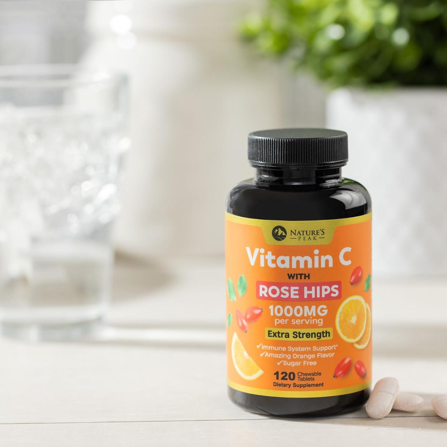 Suplemento de Vitamina C 1000mg Nature's Peak 120 Tabletas Masticables