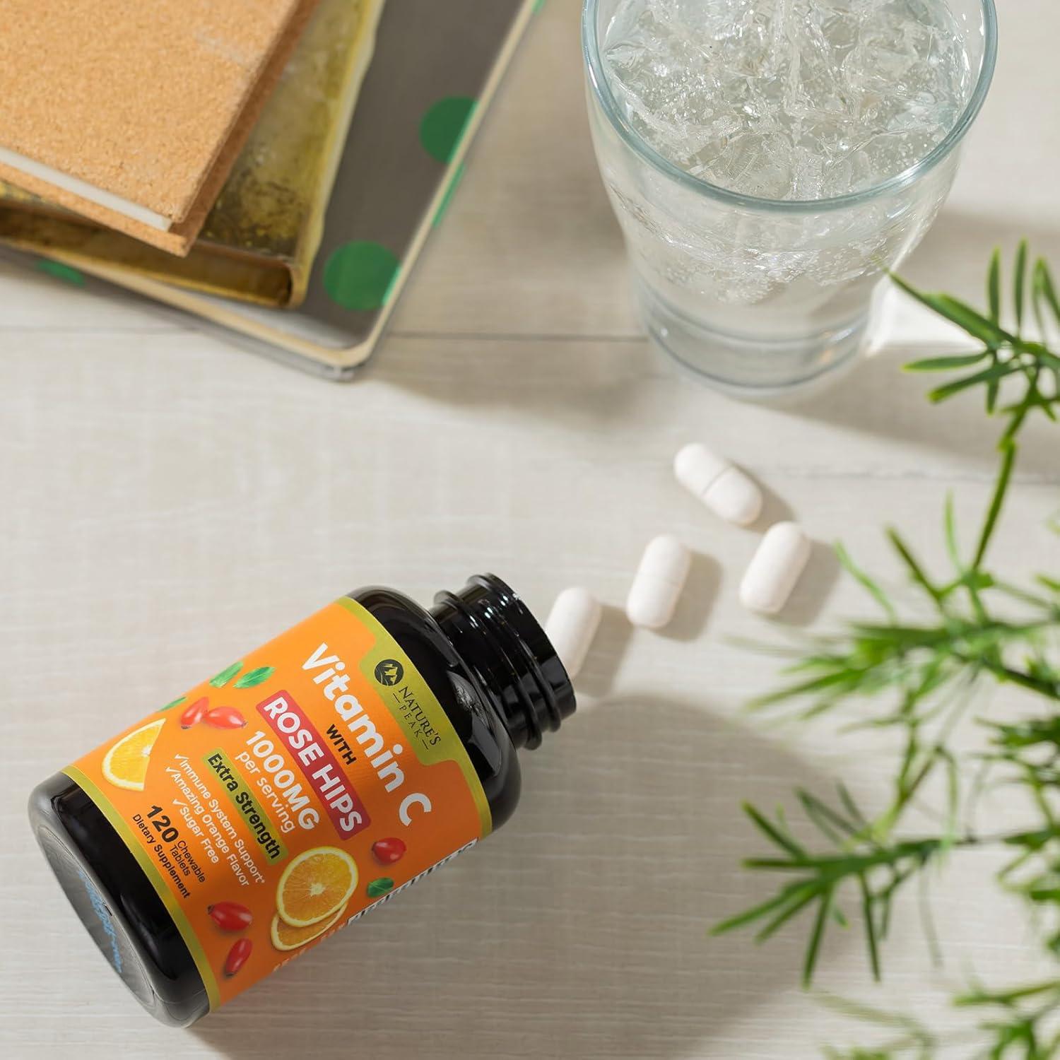 Suplemento de Vitamina C 1000mg Nature's Peak 120 Tabletas Masticables