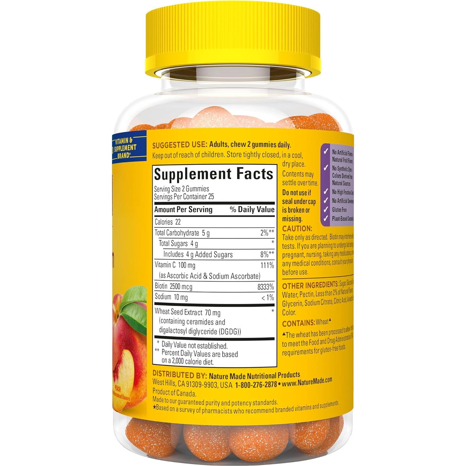 Gomitas de Hidratación de Piel Nature Made con Ceramidas y Biotina - 50 Unidades