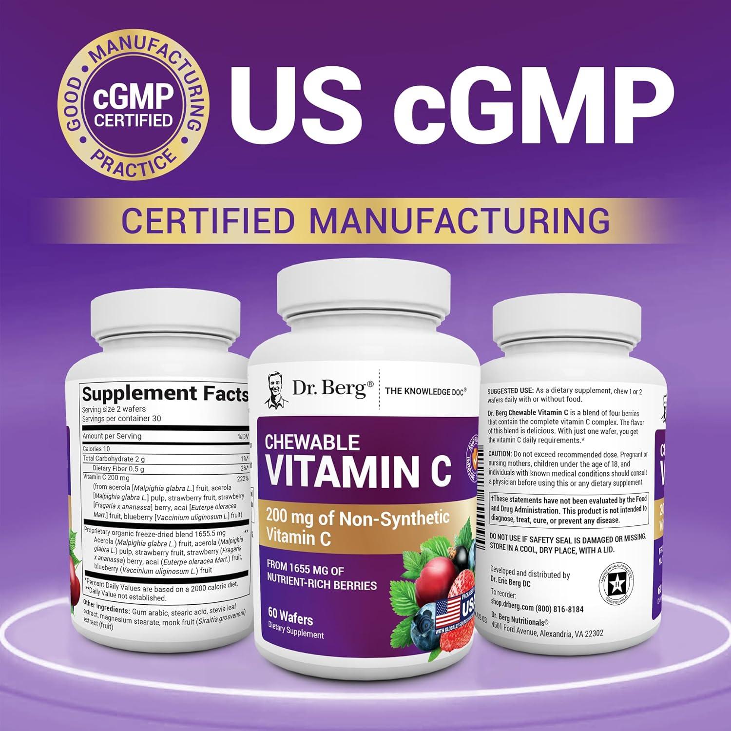 Complejo de Vitamina C Masticable Dr. Berg - 60 Wafers Orgánicos