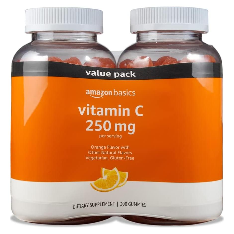 Gominolas de Vitamina C Amazon Basics 250 mg Naranja 300 Unidades
