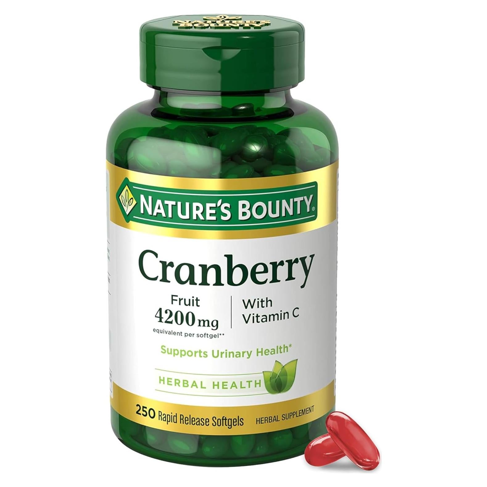 Suplemento de Arándano Nature's Bounty 4200 mg con Vitamina C - 250 Gelatinas Blandas