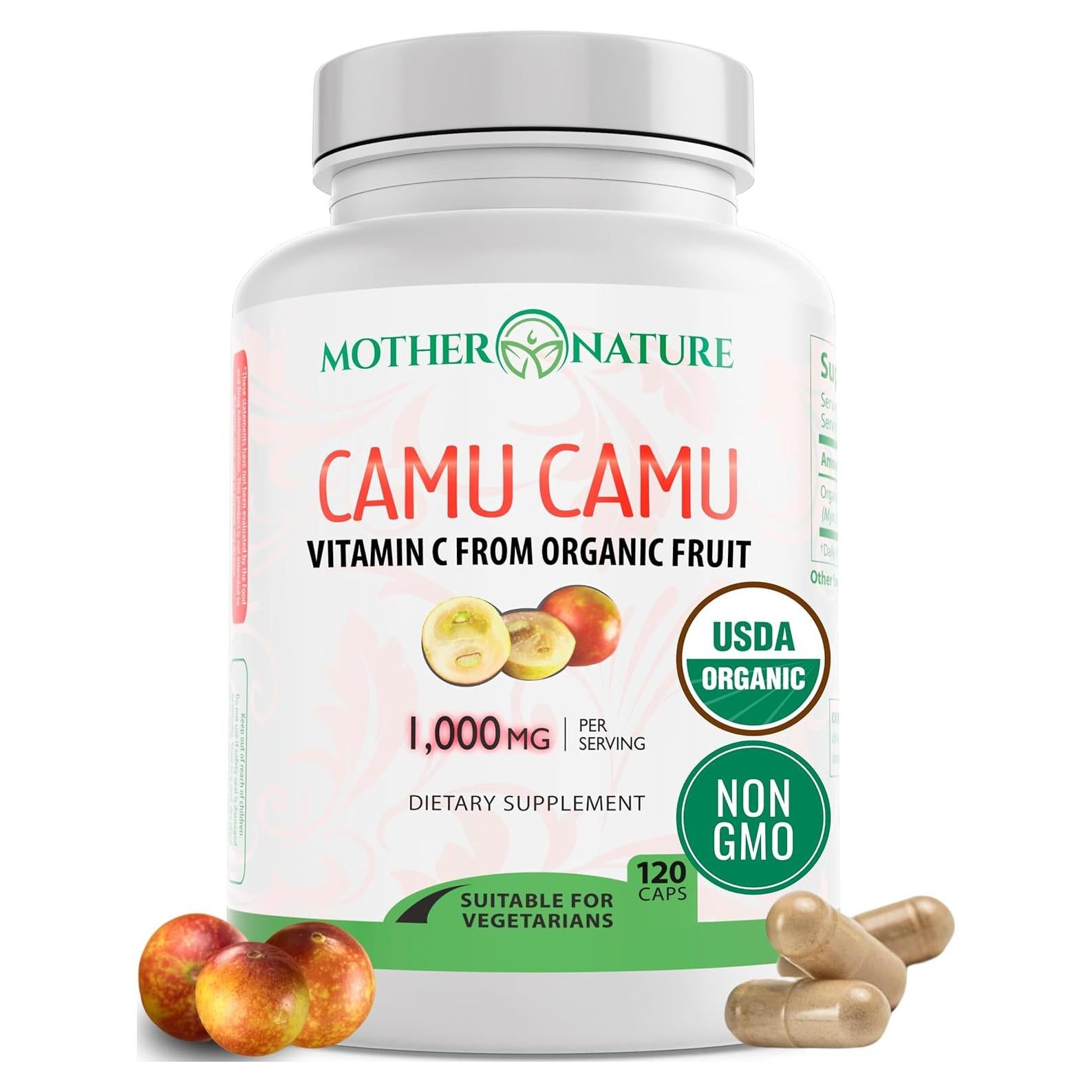 Cápsulas de Vitamina C Orgánica Camu Camu 1000mg 120 Unidades