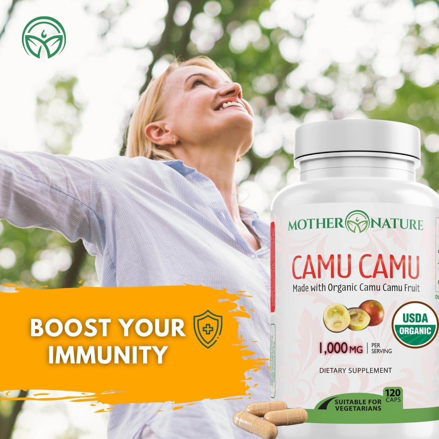 Cápsulas de Vitamina C Orgánica Camu Camu 1000mg 120 Unidades