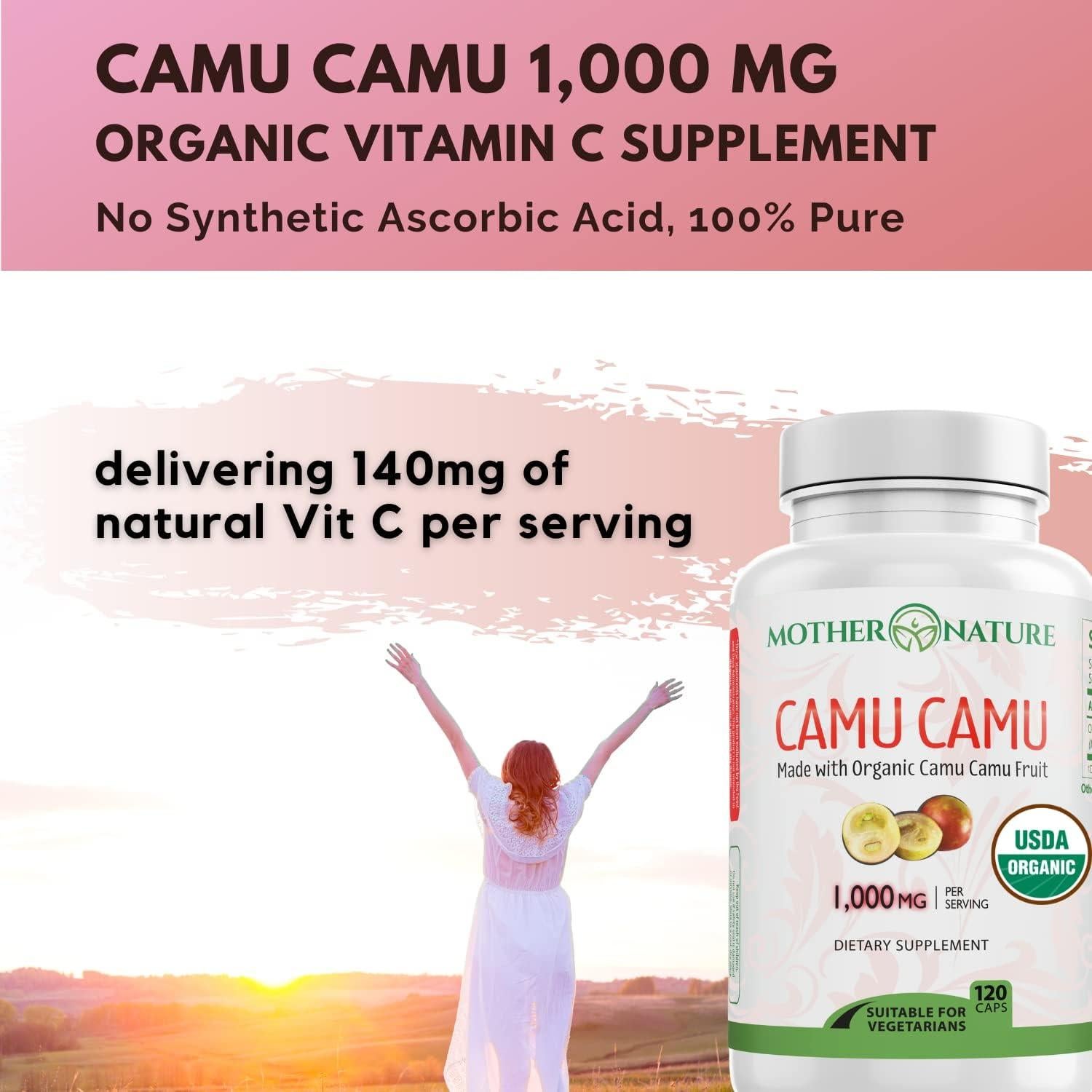 Cápsulas de Vitamina C Orgánica Camu Camu 1000mg 120 Unidades