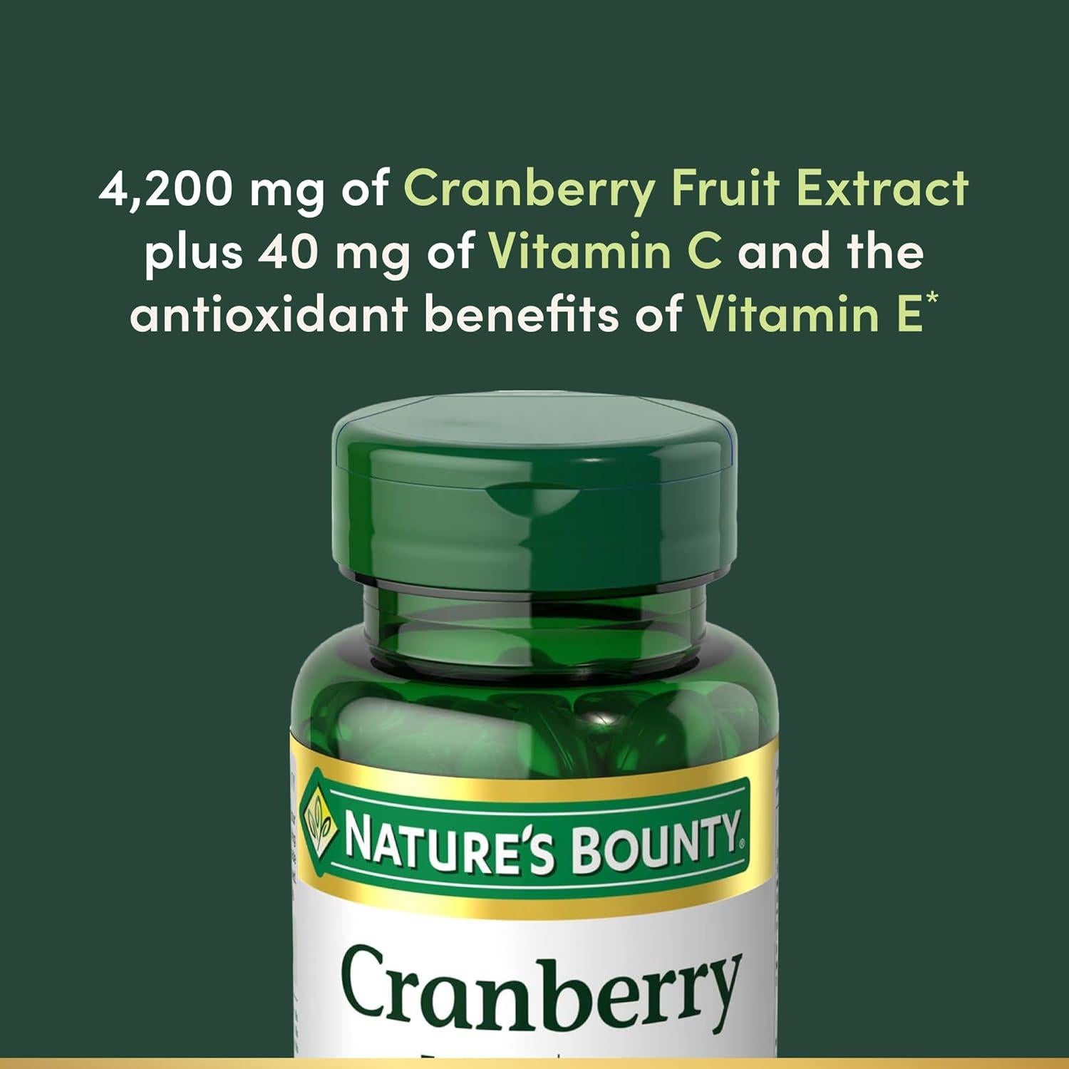 Suplemento de Arándano Nature's Bounty 4200 mg con Vitamina C - 120 Gelatinas Blandas