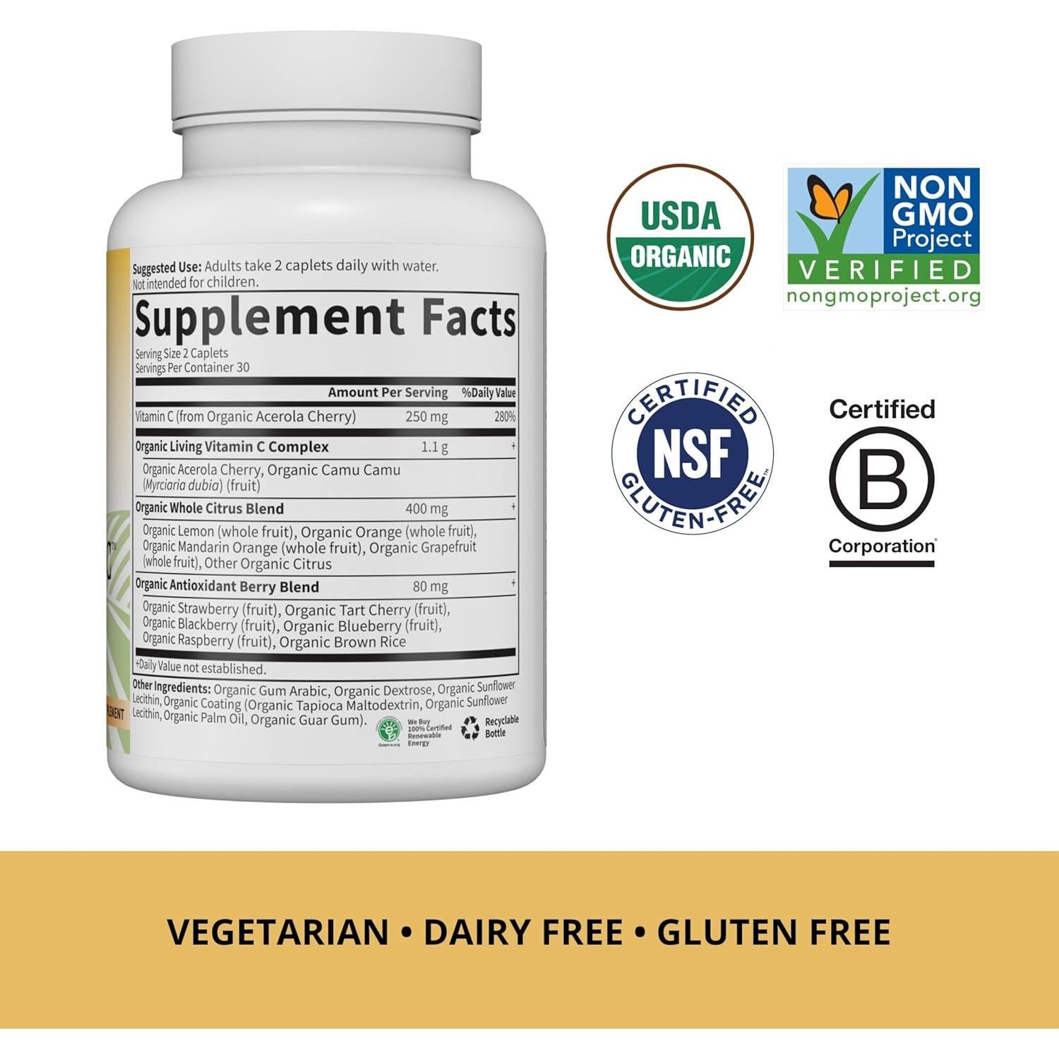 Vitamina C Viva Jardín de la Vida 250mg Orgánica 60 Tabletas