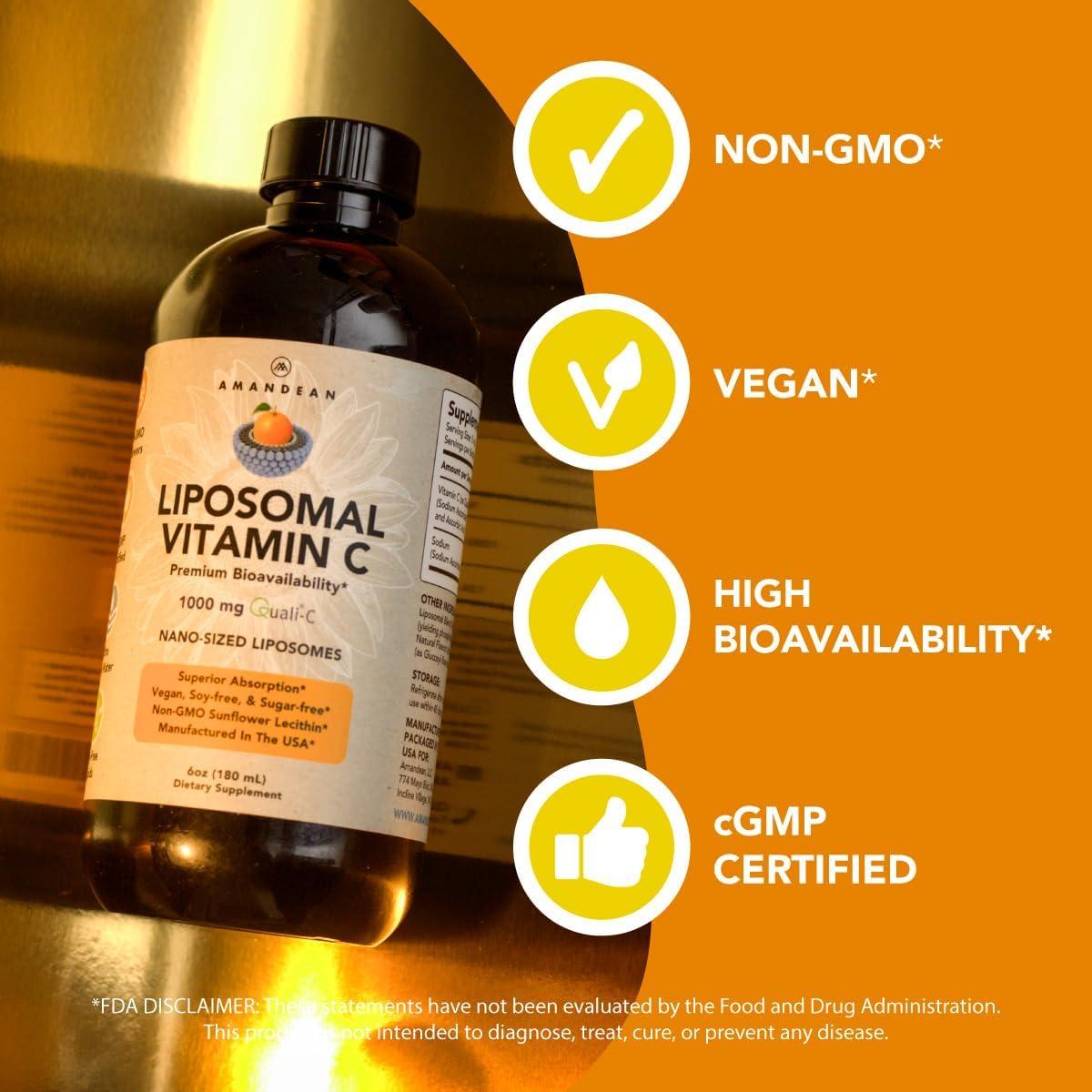 Vitamina C Liposomal Amandean 1000mg 180ml Antioxidante Vegano