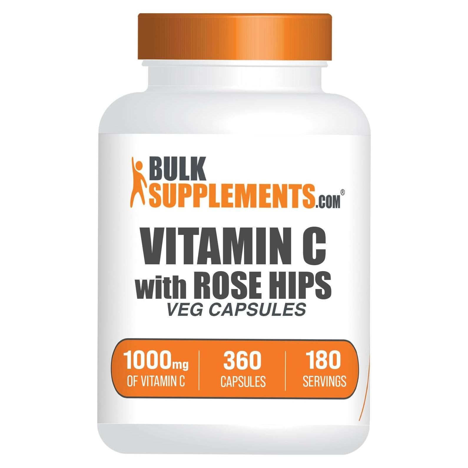 Vitamina C 1000mg con Rosa Mosqueta BulkSupplements 360 Cápsulas