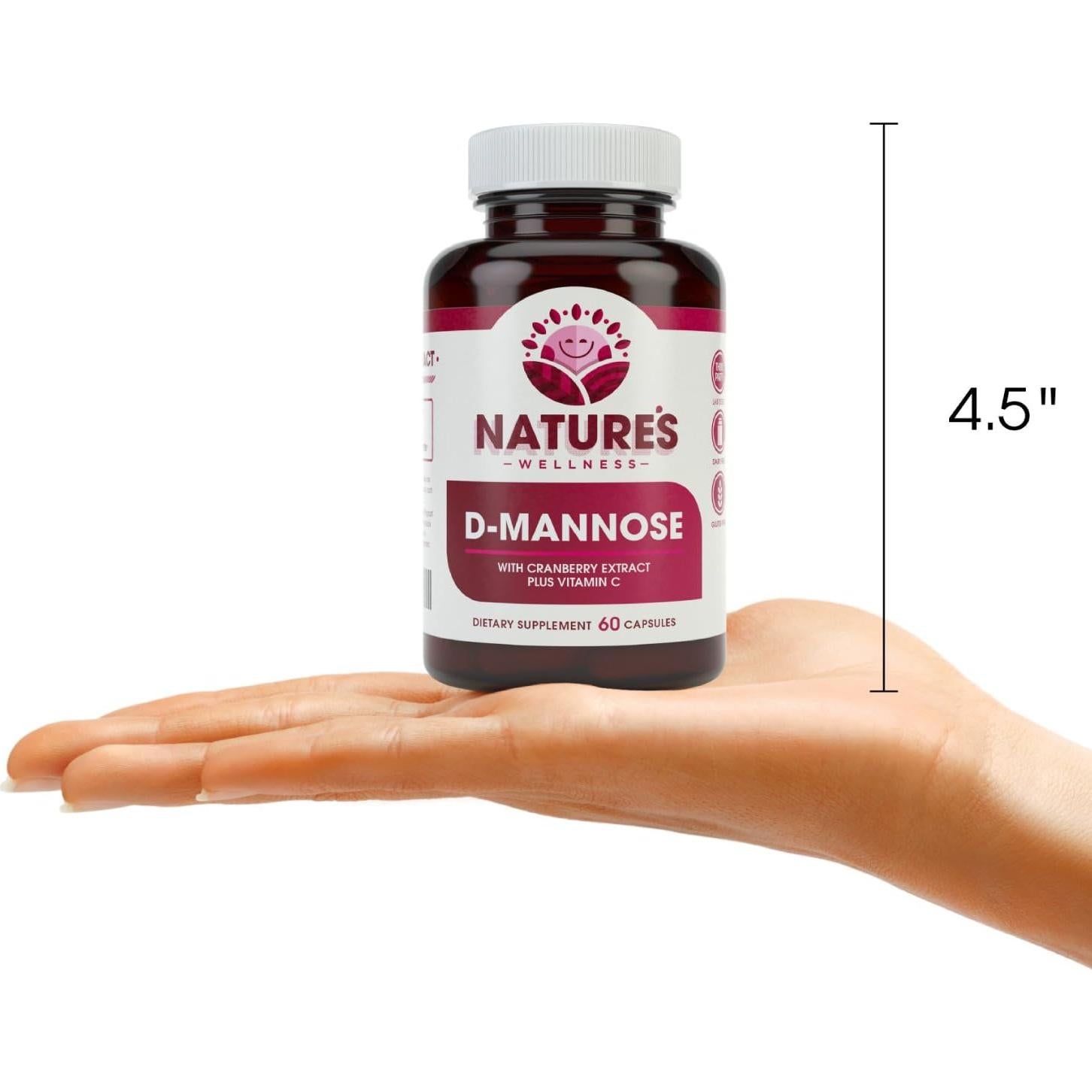 D-Mannose Natures Wellness 600mg + 200mg Arándano + Vitamina C
