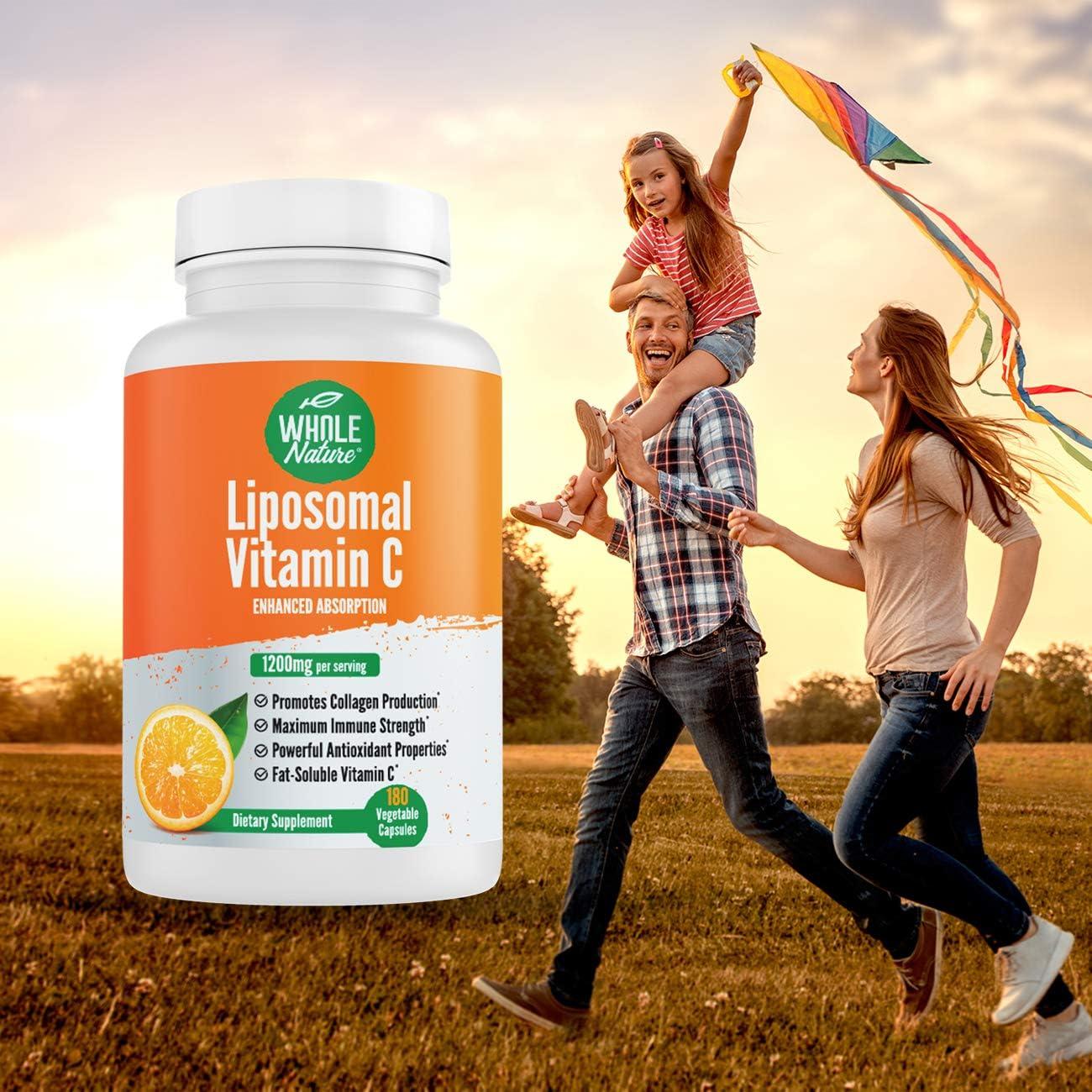 Suplemento de Vitamina C Liposomal 1200 mg Whole Nature 180 Cápsulas Veganas