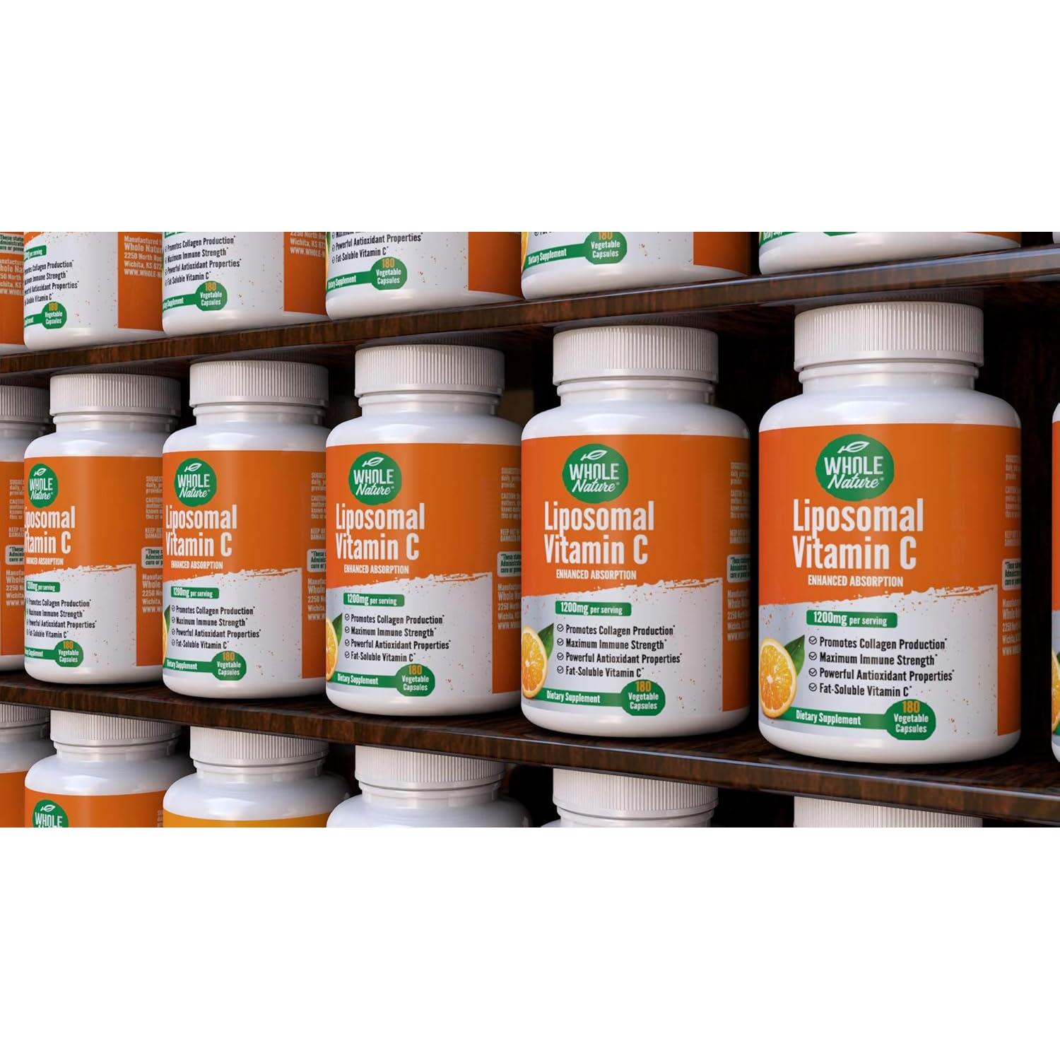 Suplemento de Vitamina C Liposomal 1200 mg Whole Nature 180 Cápsulas Veganas