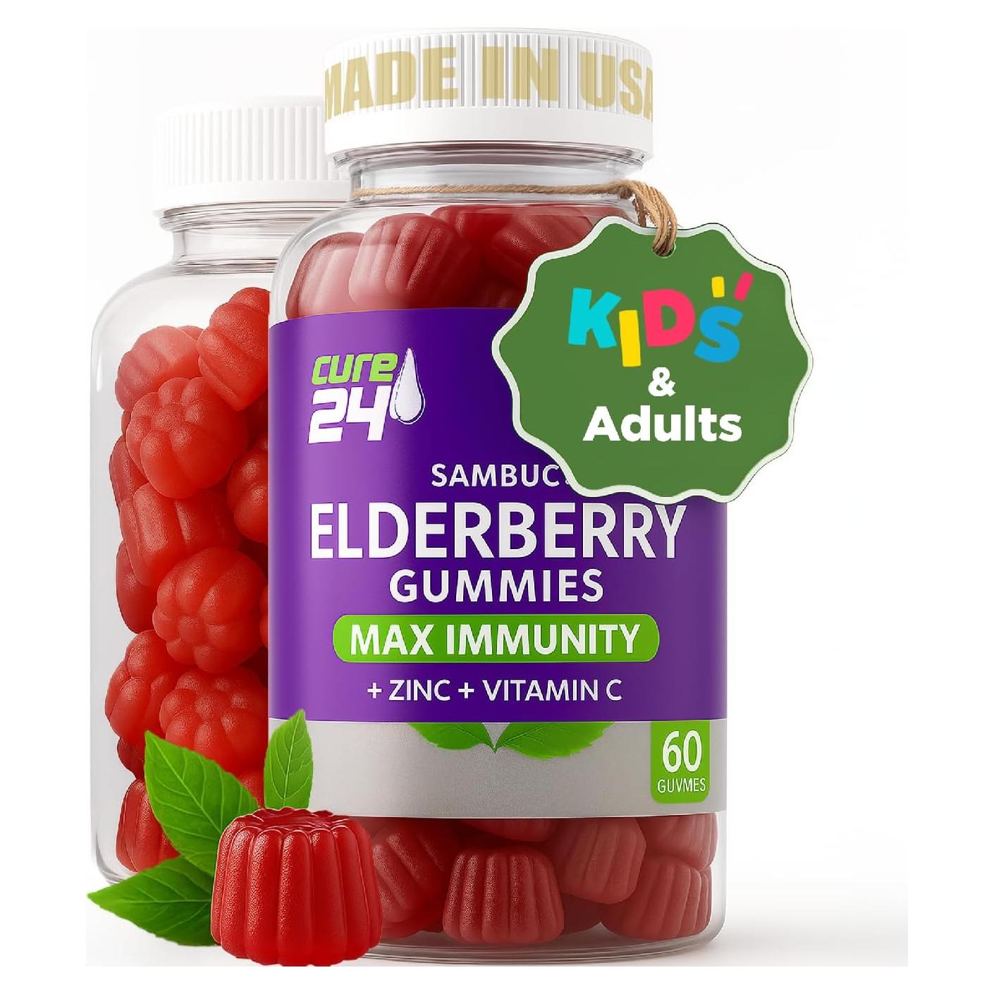 Gomitas de Saúco Cure24 con Vitamina C y Zinc - 60 Unidades