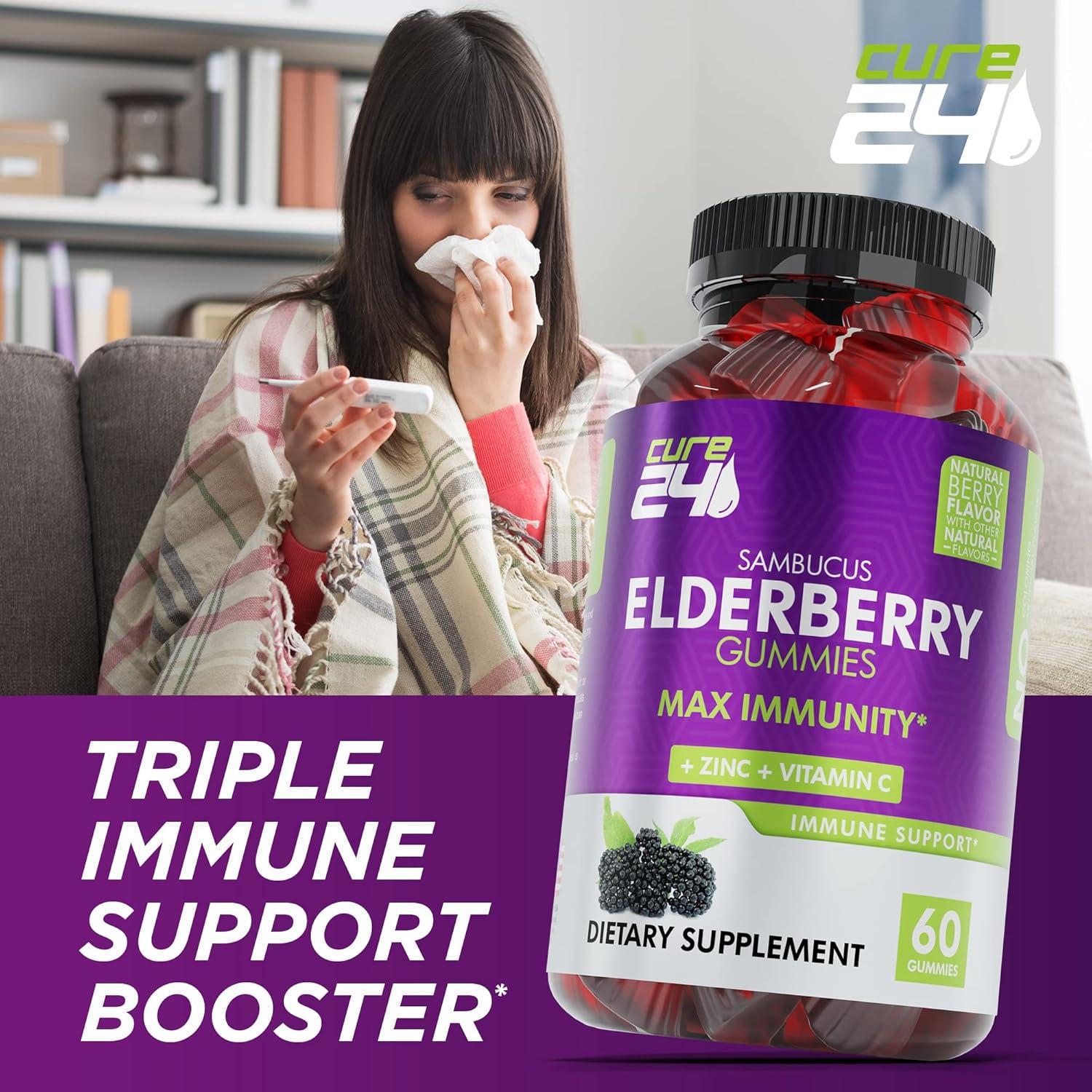 Gomitas de Saúco Cure24 con Vitamina C y Zinc - 60 Unidades