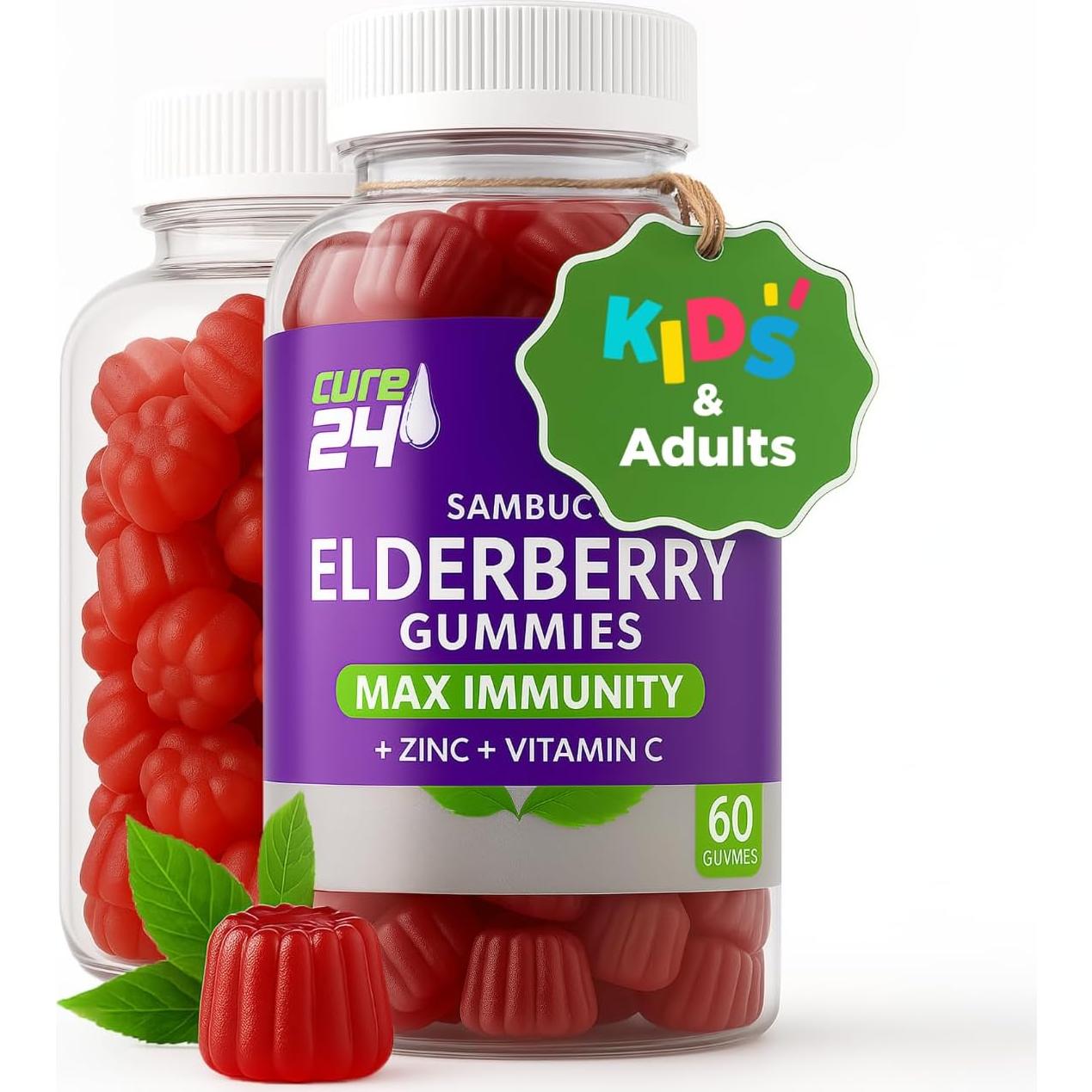 Gomitas de Saúco Cure24 con Vitamina C y Zinc - 60 Unidades