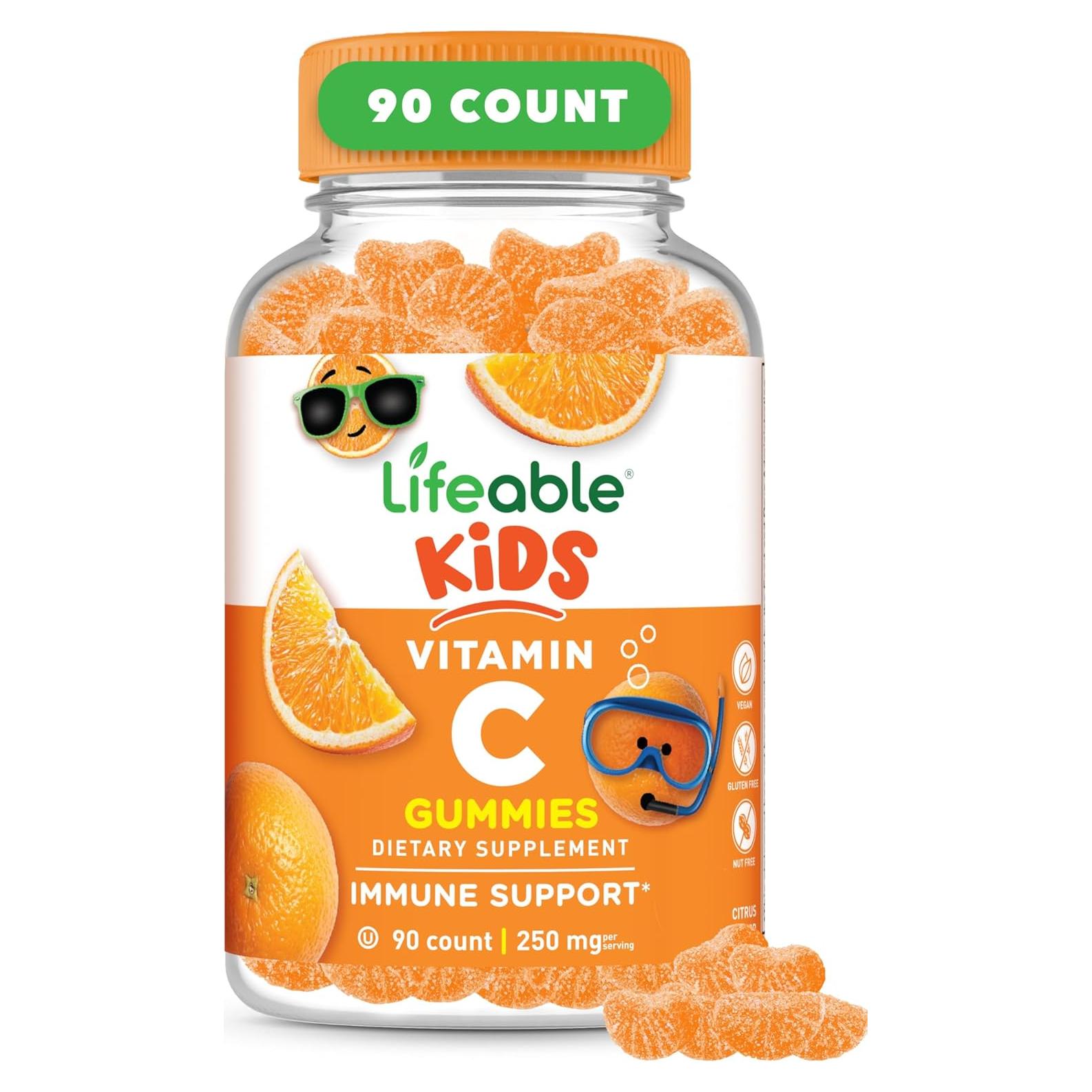 Gomitas de Vitamina C Lifeable 250mg Sabor Naranja 90 Unidades