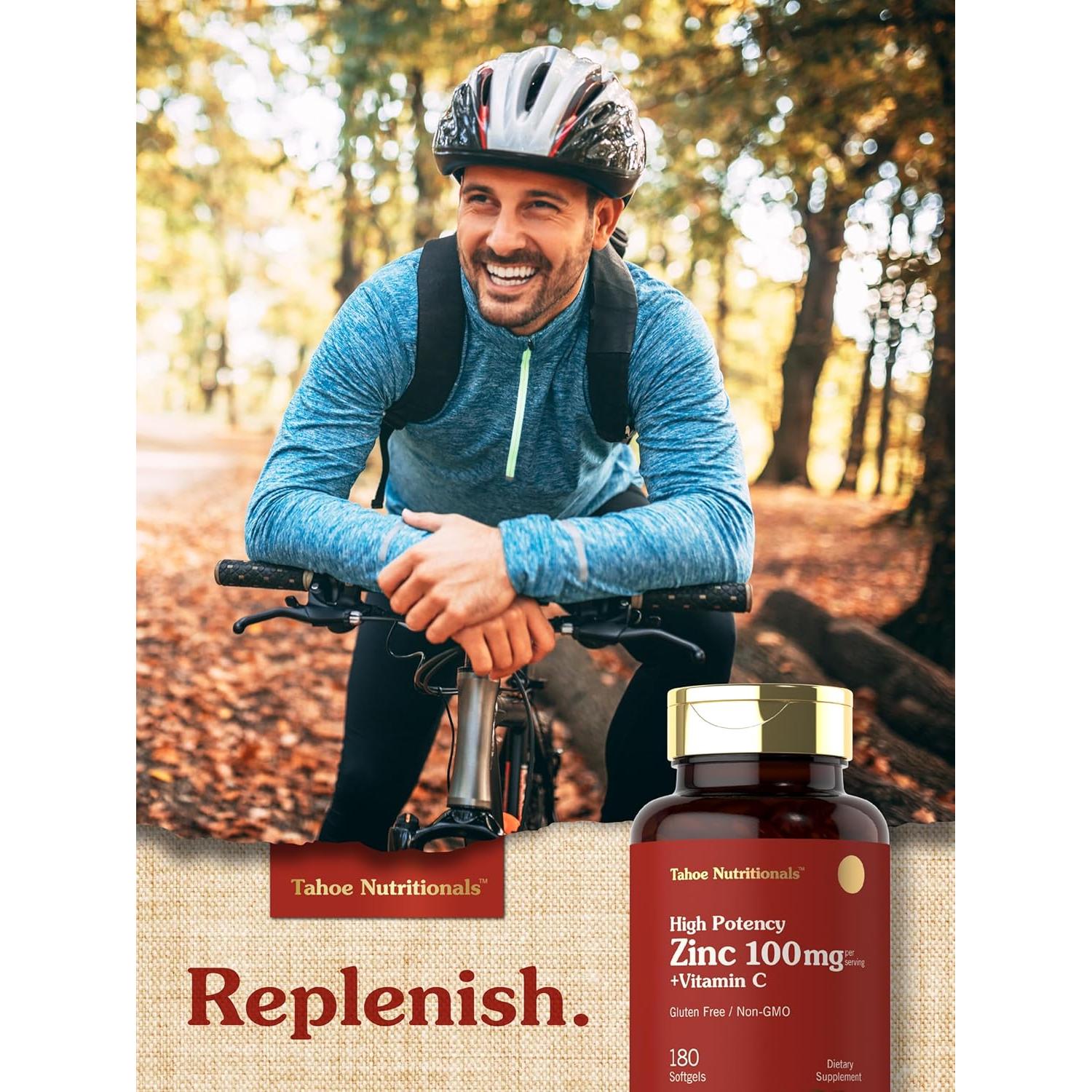 Suplemento de Zinc 100mg y Vitamina C 180 Gelatinas Blandas