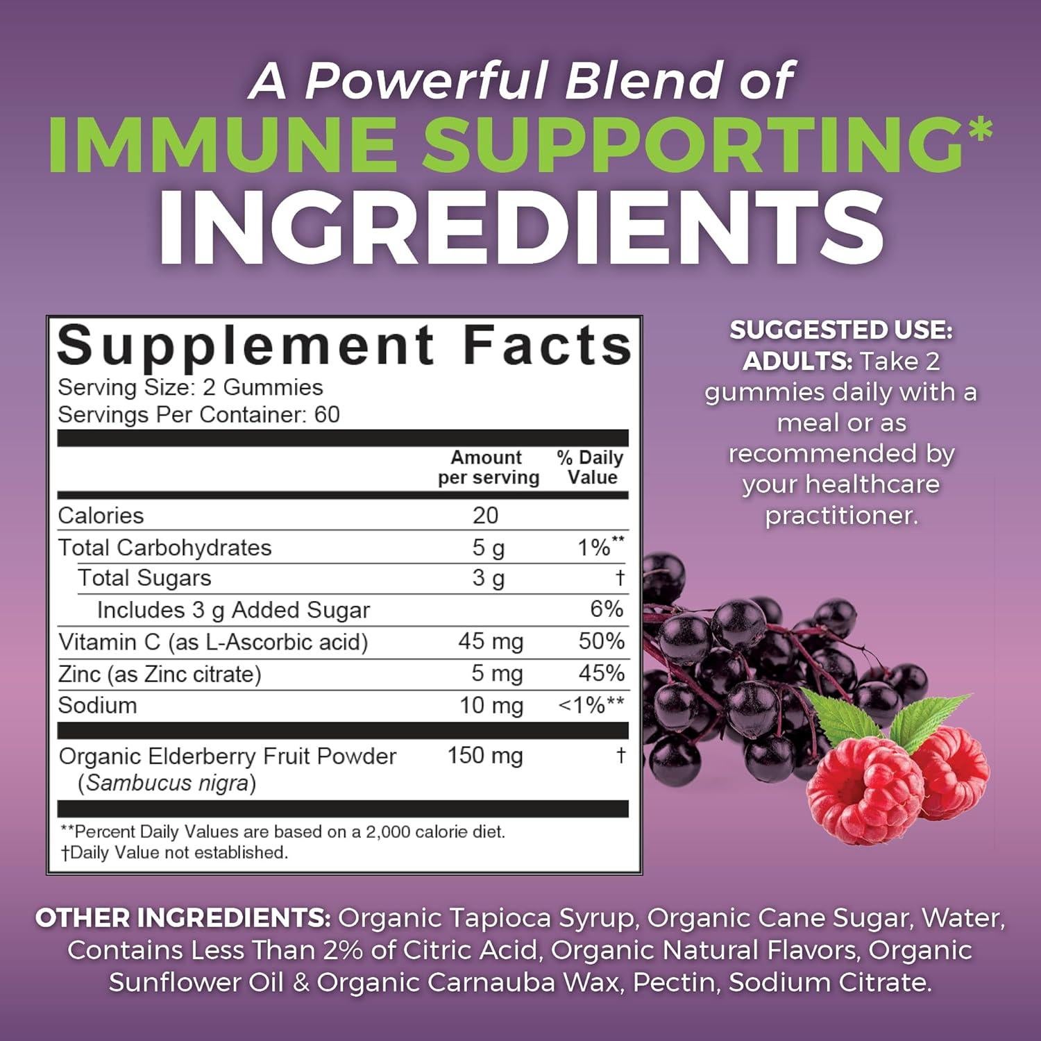 Gomitas de Saúco Orgánicas Viva Naturals 120 gomitas - Inmunidad