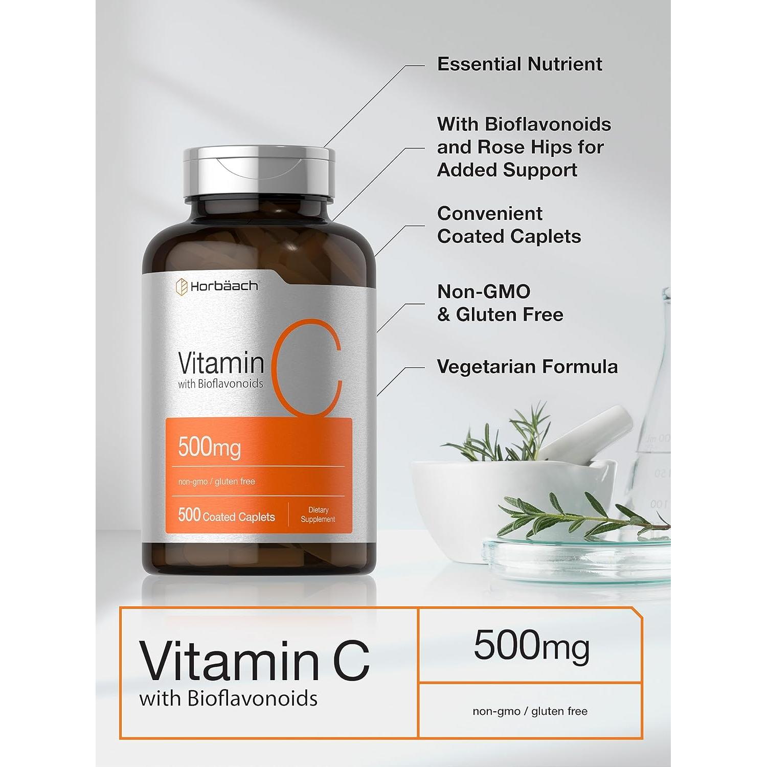 Suplemento de Vitamina C 500mg Horbäach - 500 Comprimidos