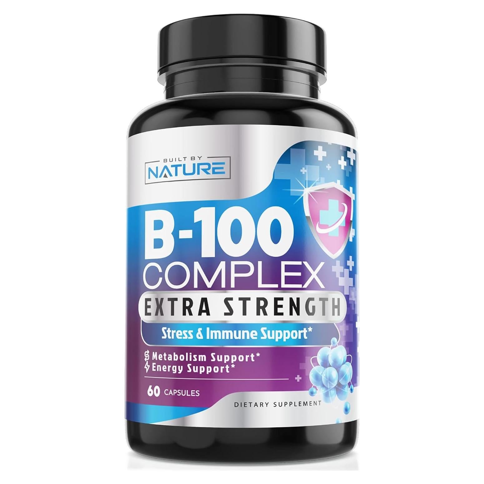 Complejo de Vitamina B B-100 Built by Nature 60 Cápsulas Veganas