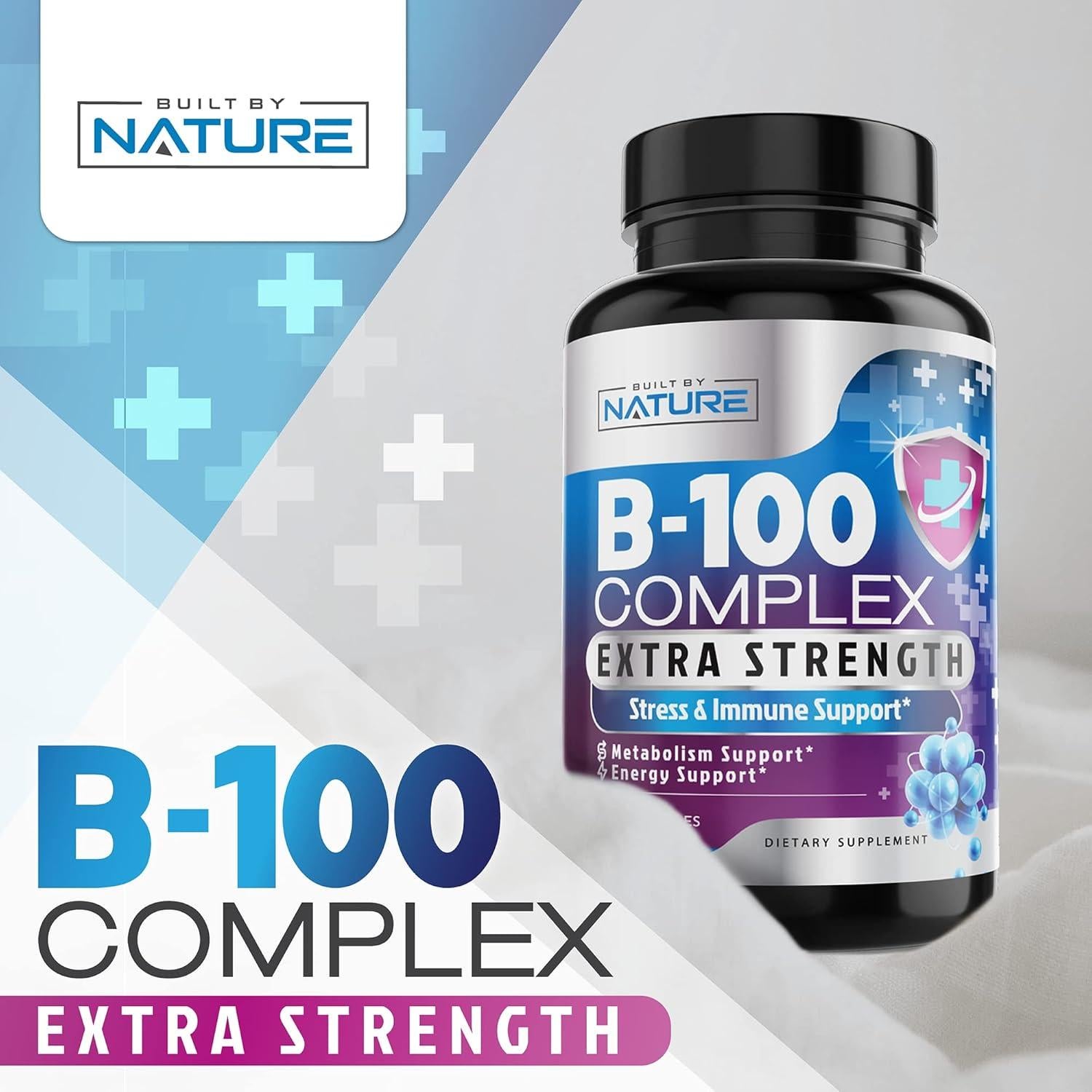 Complejo de Vitamina B B-100 Built by Nature 60 Cápsulas Veganas