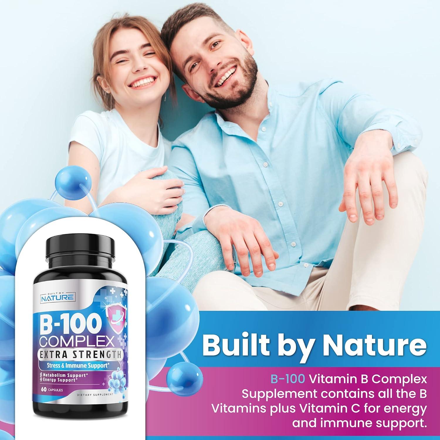 Complejo de Vitamina B B-100 Built by Nature 60 Cápsulas Veganas