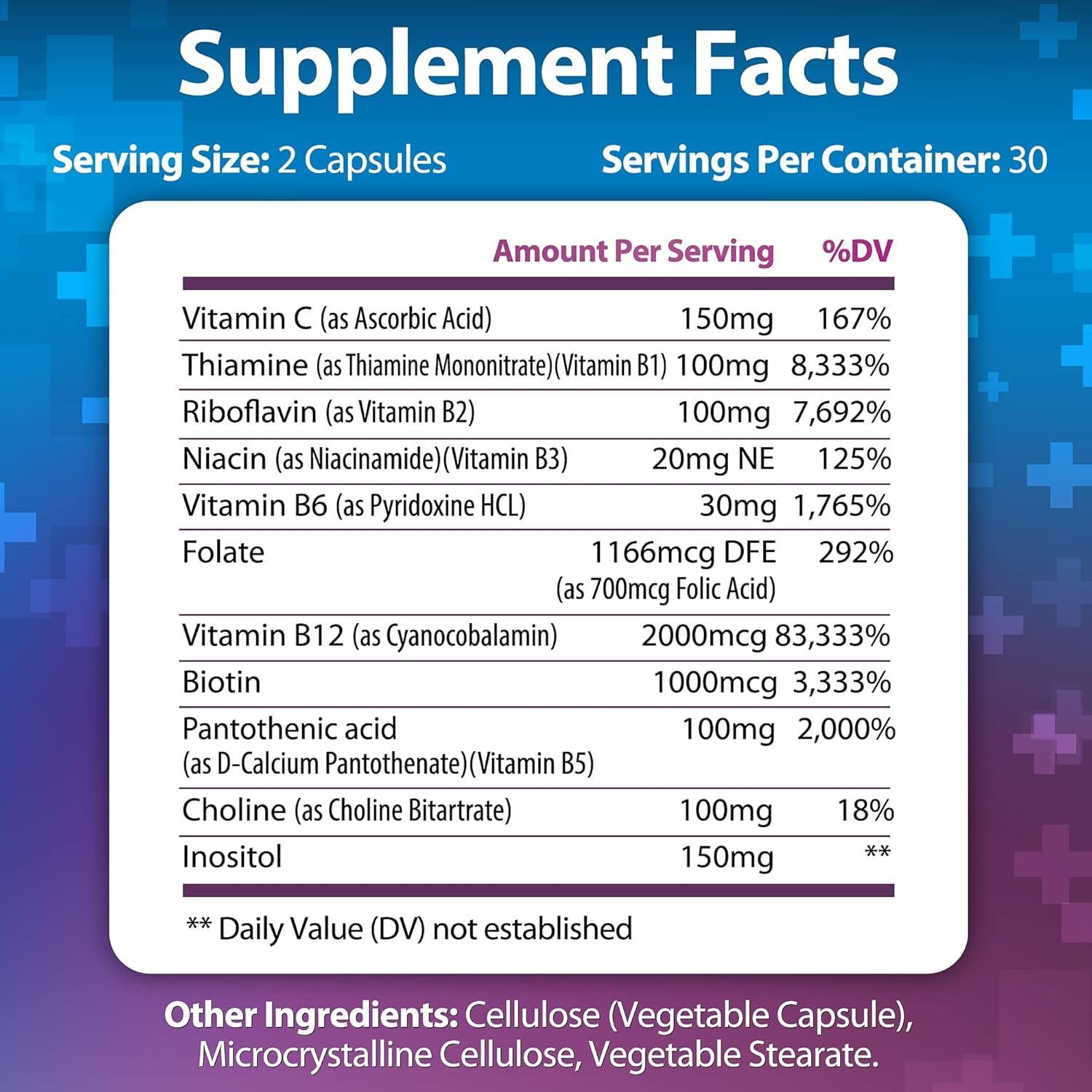 Complejo de Vitamina B B-100 Built by Nature 60 Cápsulas Veganas