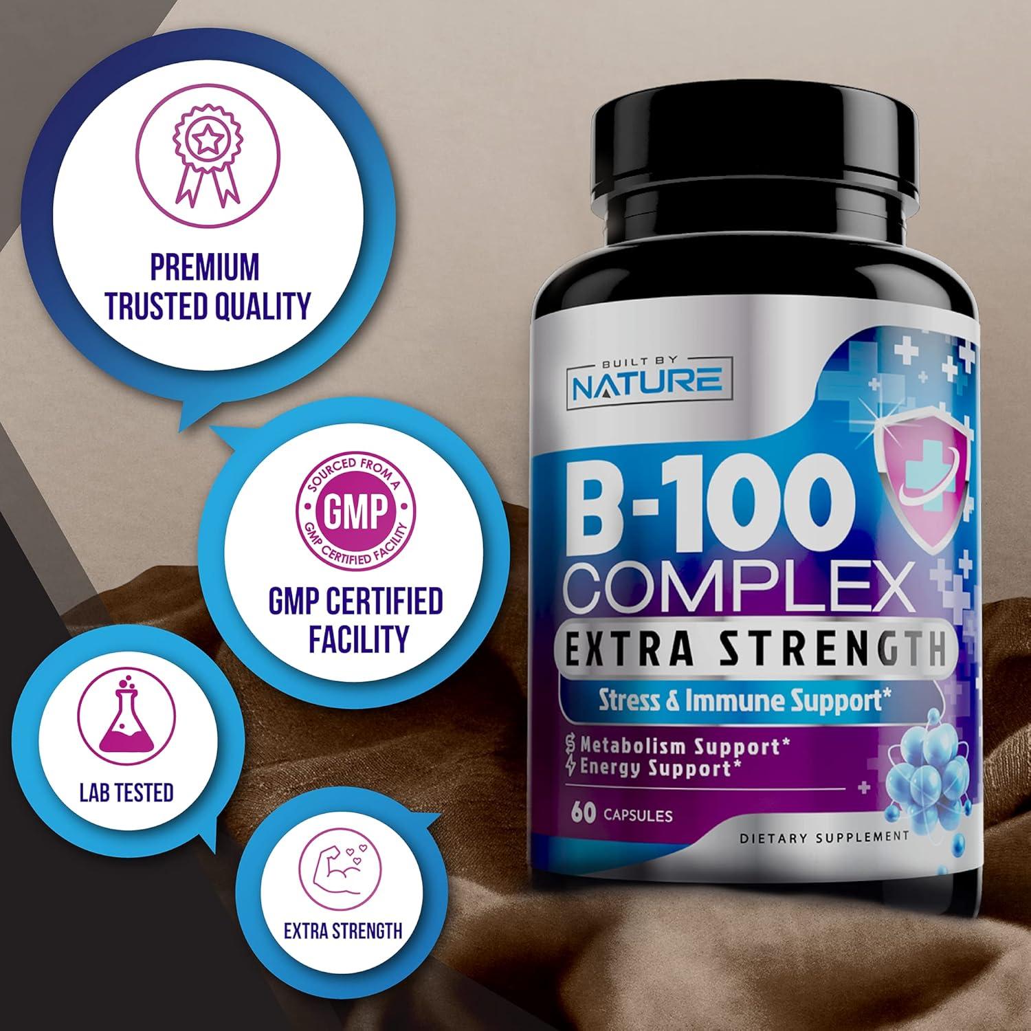 Complejo de Vitamina B B-100 Built by Nature 60 Cápsulas Veganas