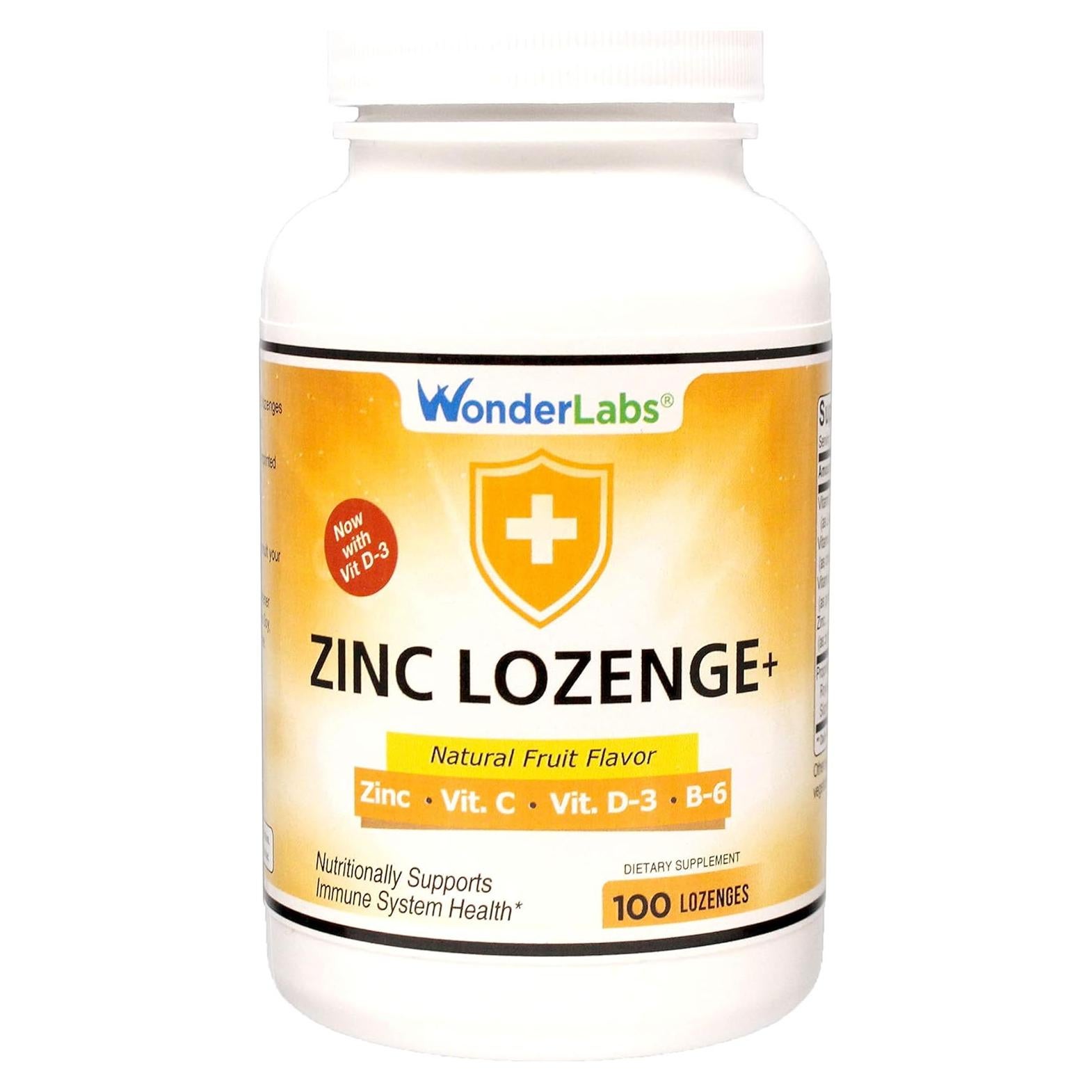 Pastillas de Zinc con Vitamina C Wonder Laboratories 100 Unidades