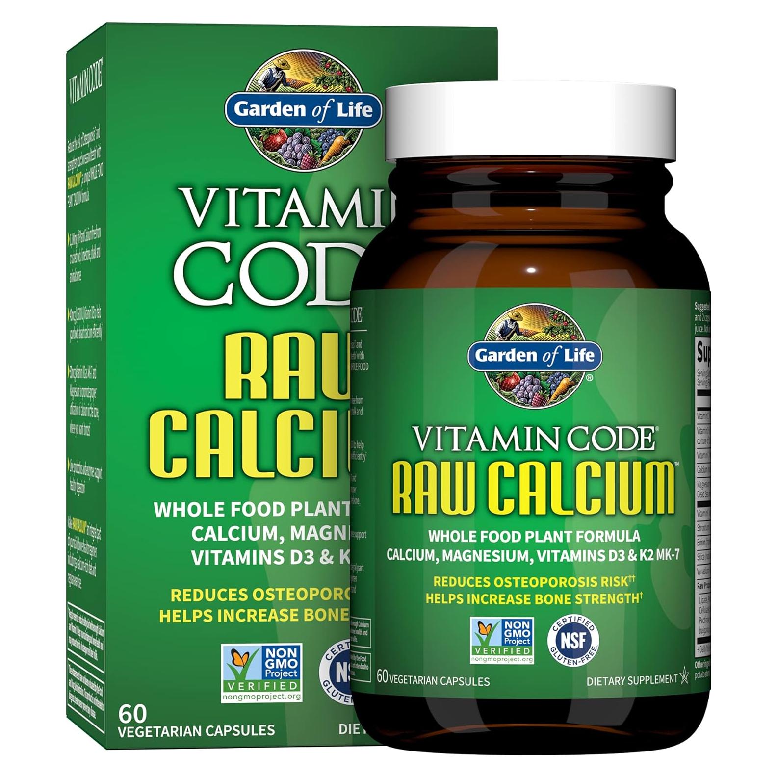 Suplemento de Calcio Crudo Garden of Life 60 Cápsulas con Magnesio