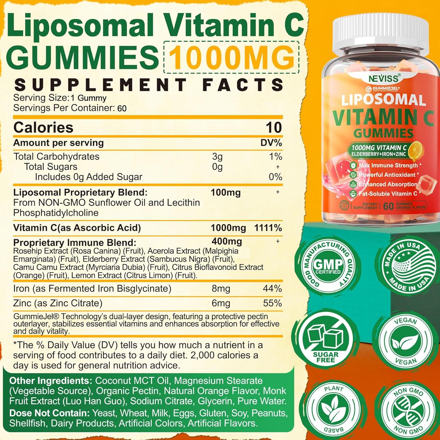 Gomitas de Vitamina C Liposomal 1000mg NEVISS - Sin Azúcar