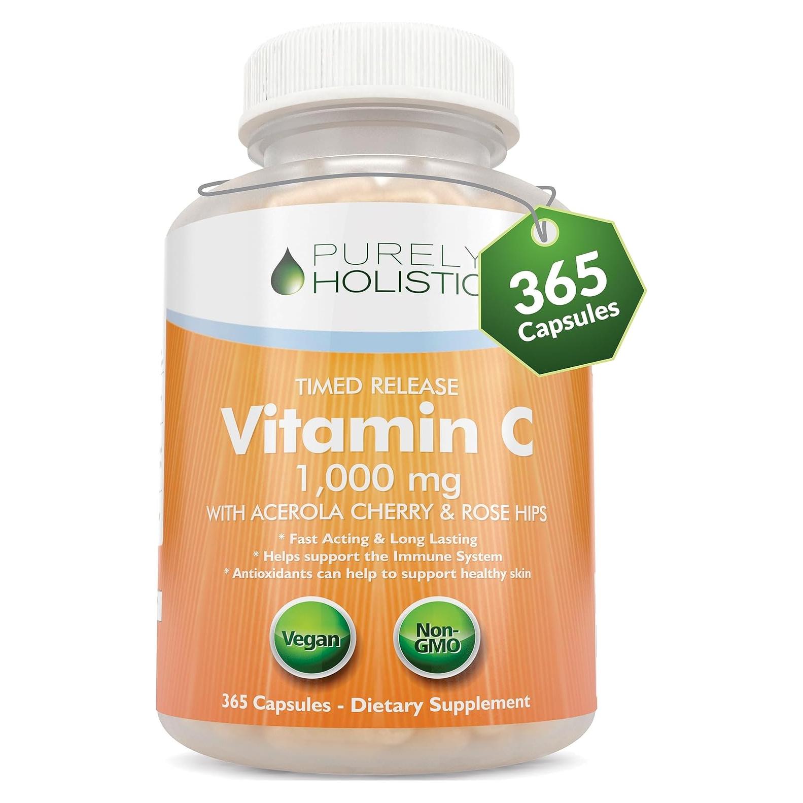 Vitamina C Purely Holistic 1000mg 365 Cápsulas Veganas