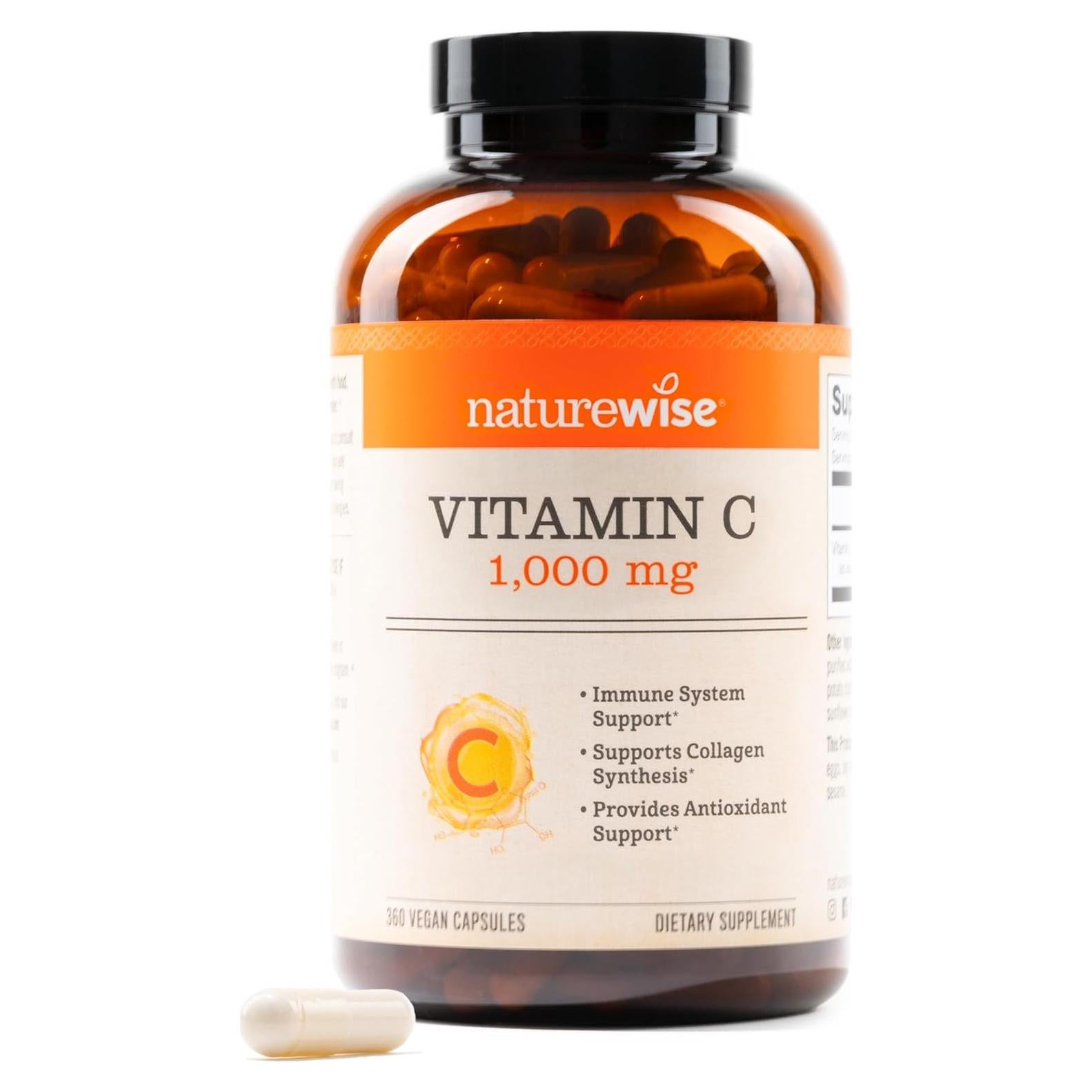 NatureWise Vitamina C 1000mg Vegana - 360 Cápsulas Antioxidantes