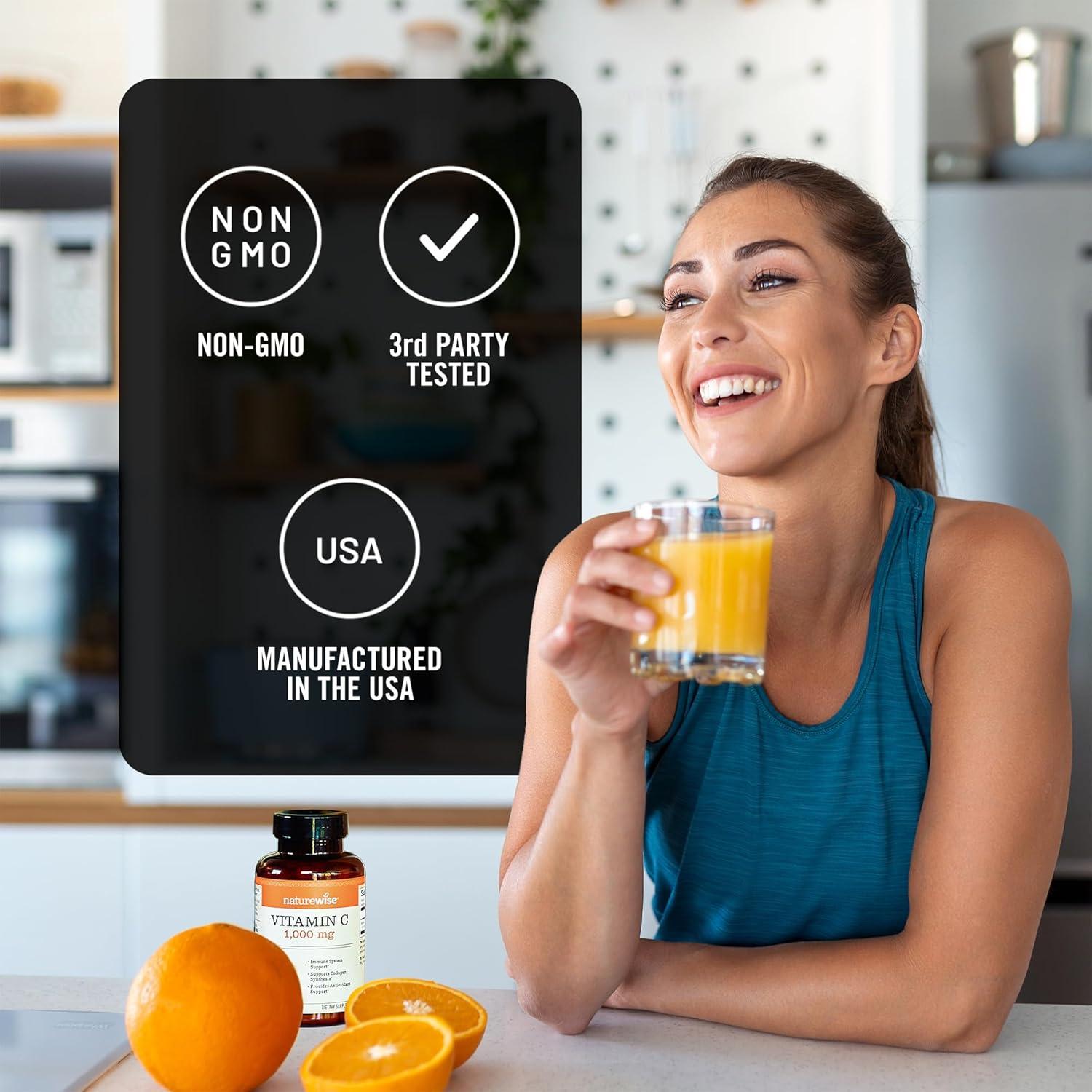 NatureWise Vitamina C 1000mg Vegana - 360 Cápsulas Antioxidantes