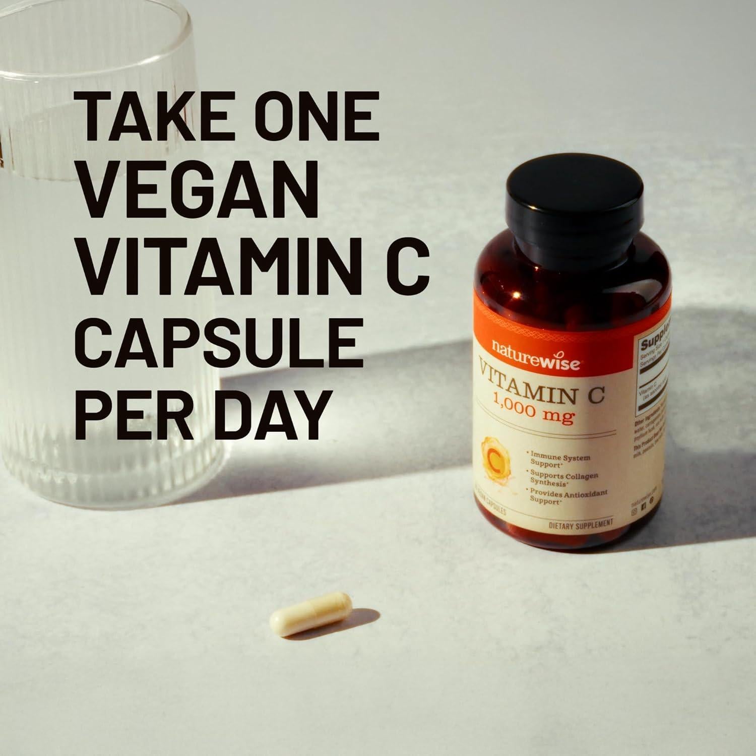 NatureWise Vitamina C 1000mg Vegana - 360 Cápsulas Antioxidantes