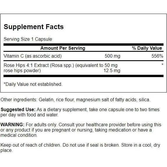 Swanson Vitamina C 500 mg con Rosa Mosqueta 400 Cápsulas