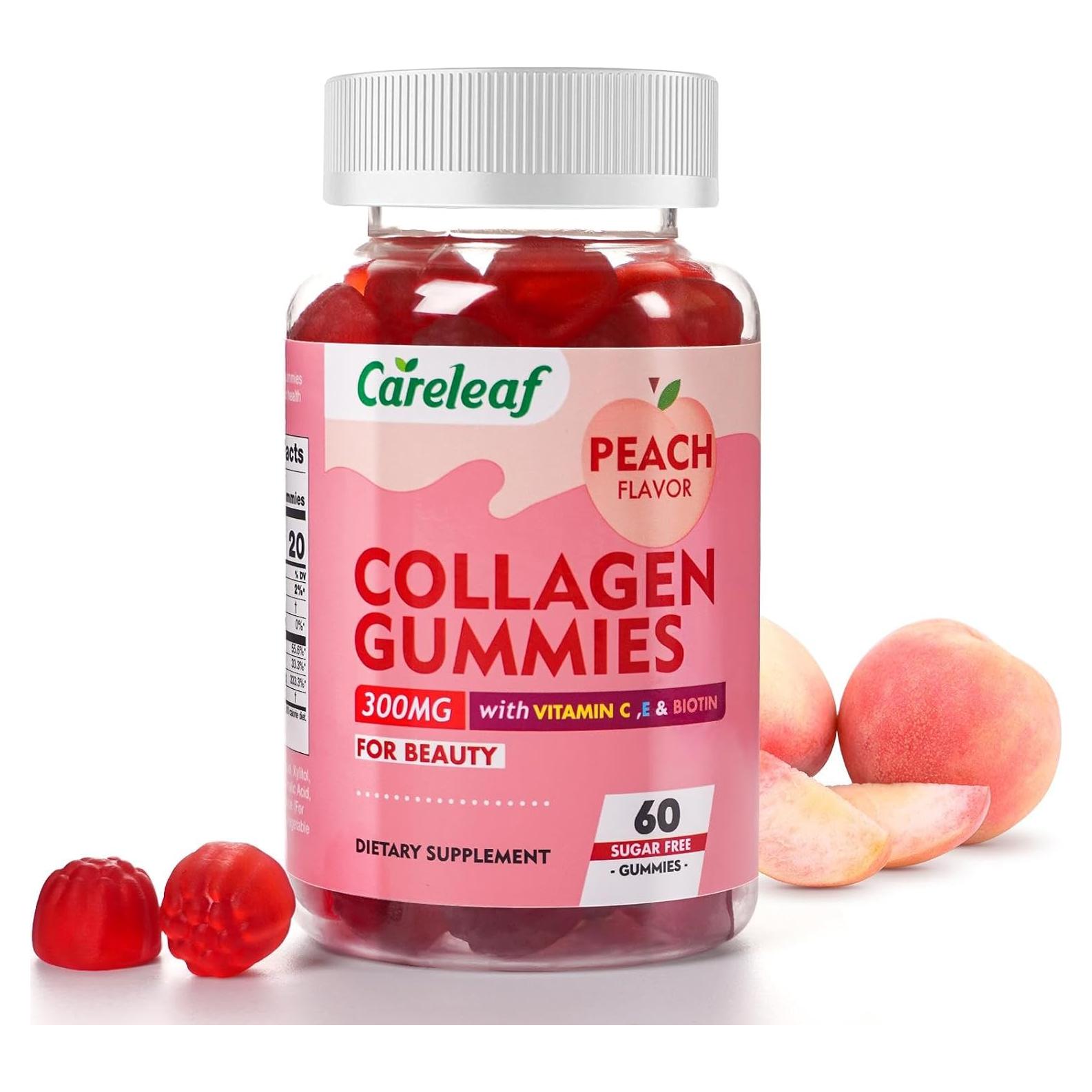 Gomitas de Colágeno Sin Azúcar Careleaf 60 Unidades Durazno