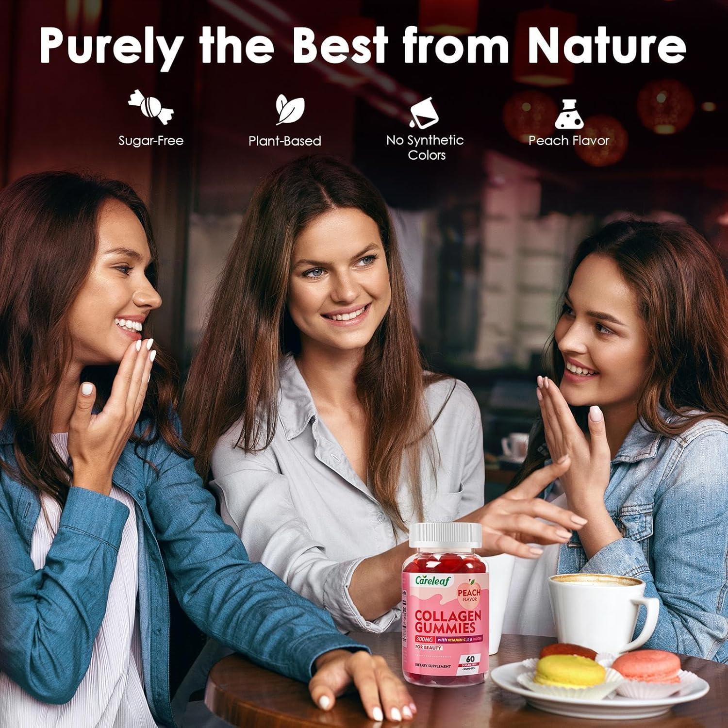 Gomitas de Colágeno Sin Azúcar Careleaf 60 Unidades Durazno