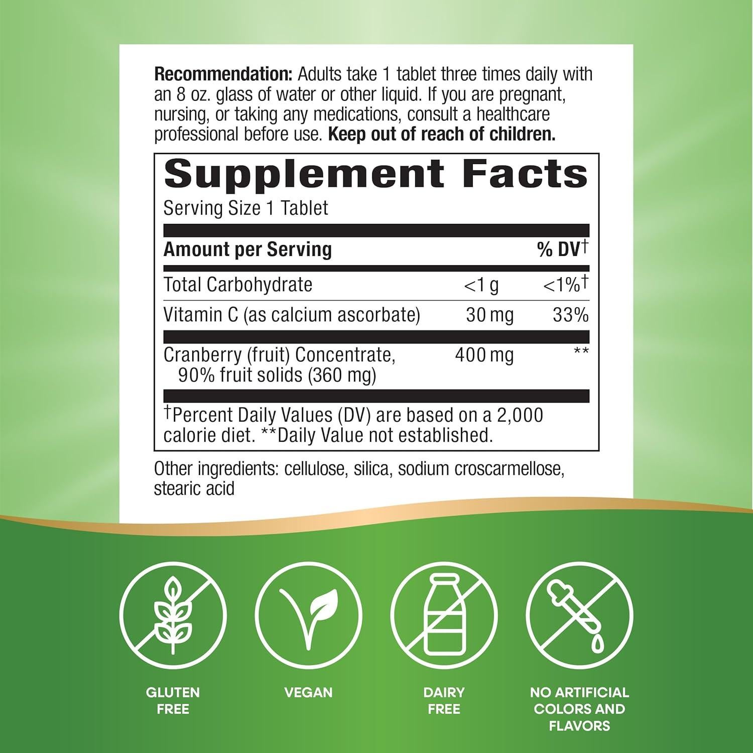 Suplemento de Arándano Nature's Way 60 Tabletas Vitamina C