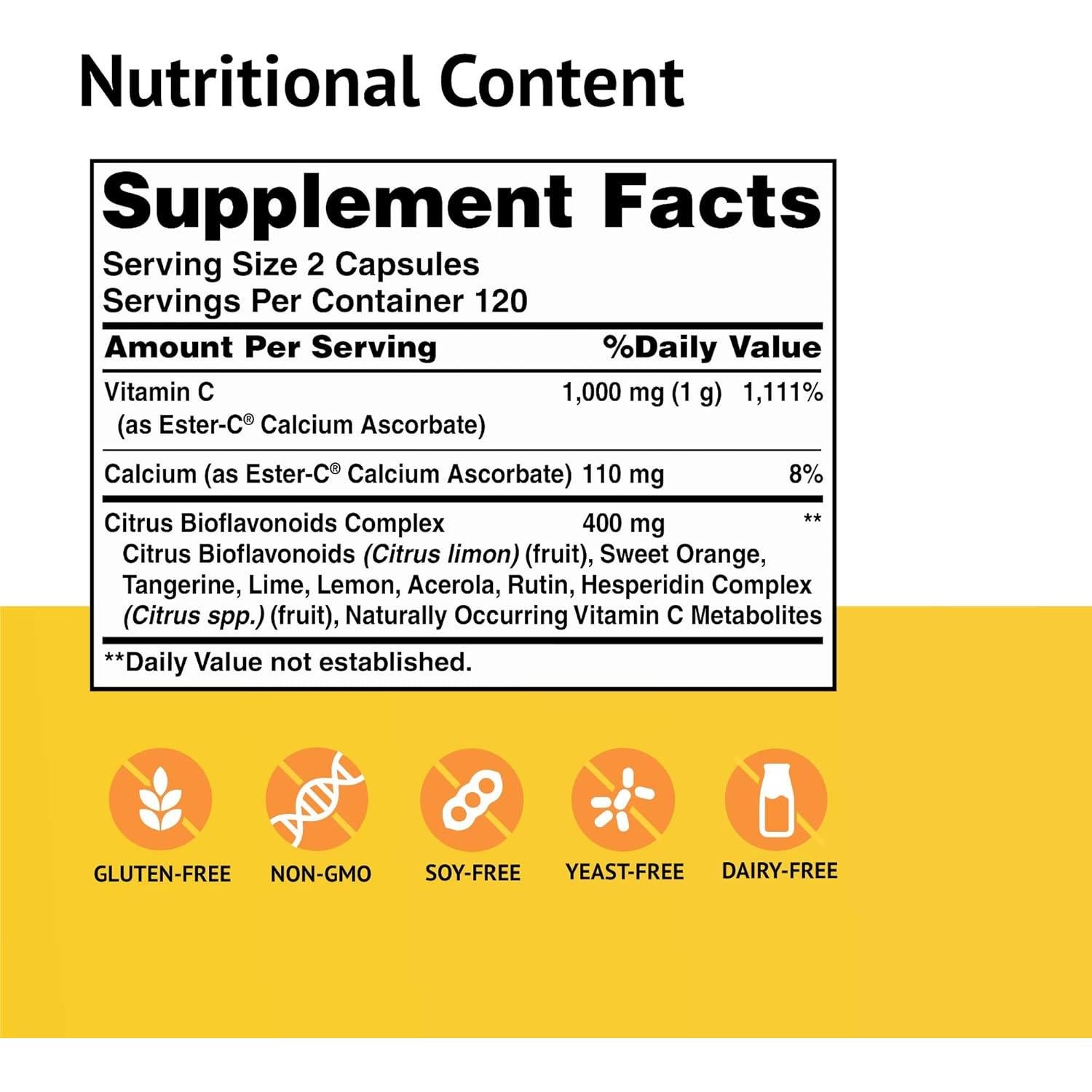 Ester-C Vitamina C 500 mg Suave para el Estómago 240 Cápsulas