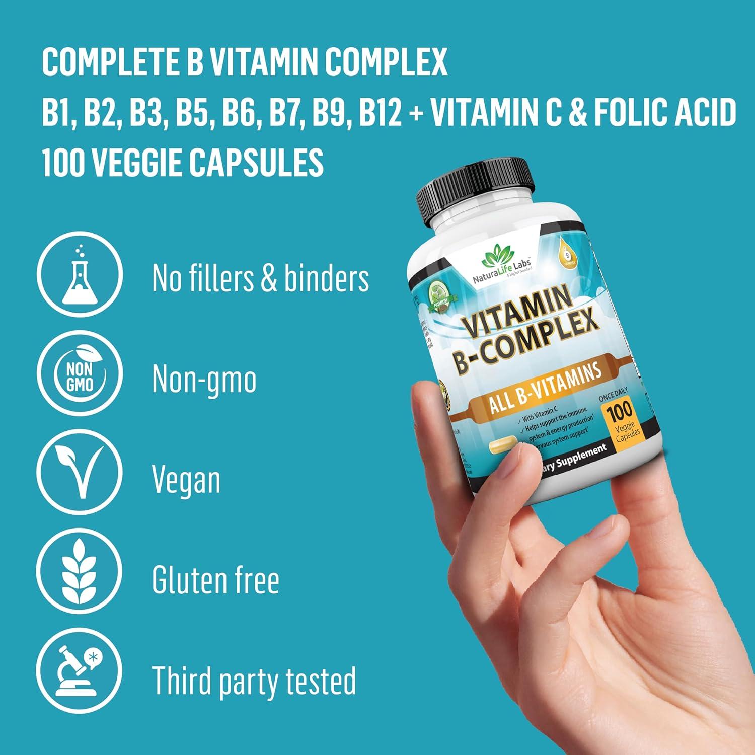 Complejo de Vitamina B NaturaLife Labs 100 Cápsulas Vegetales