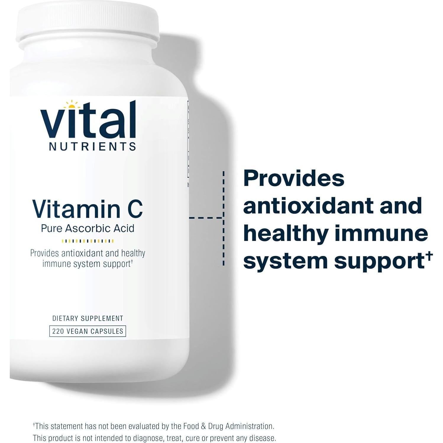 Vitamina C 1000mg Vital Nutrients - 220 Cápsulas Veganas