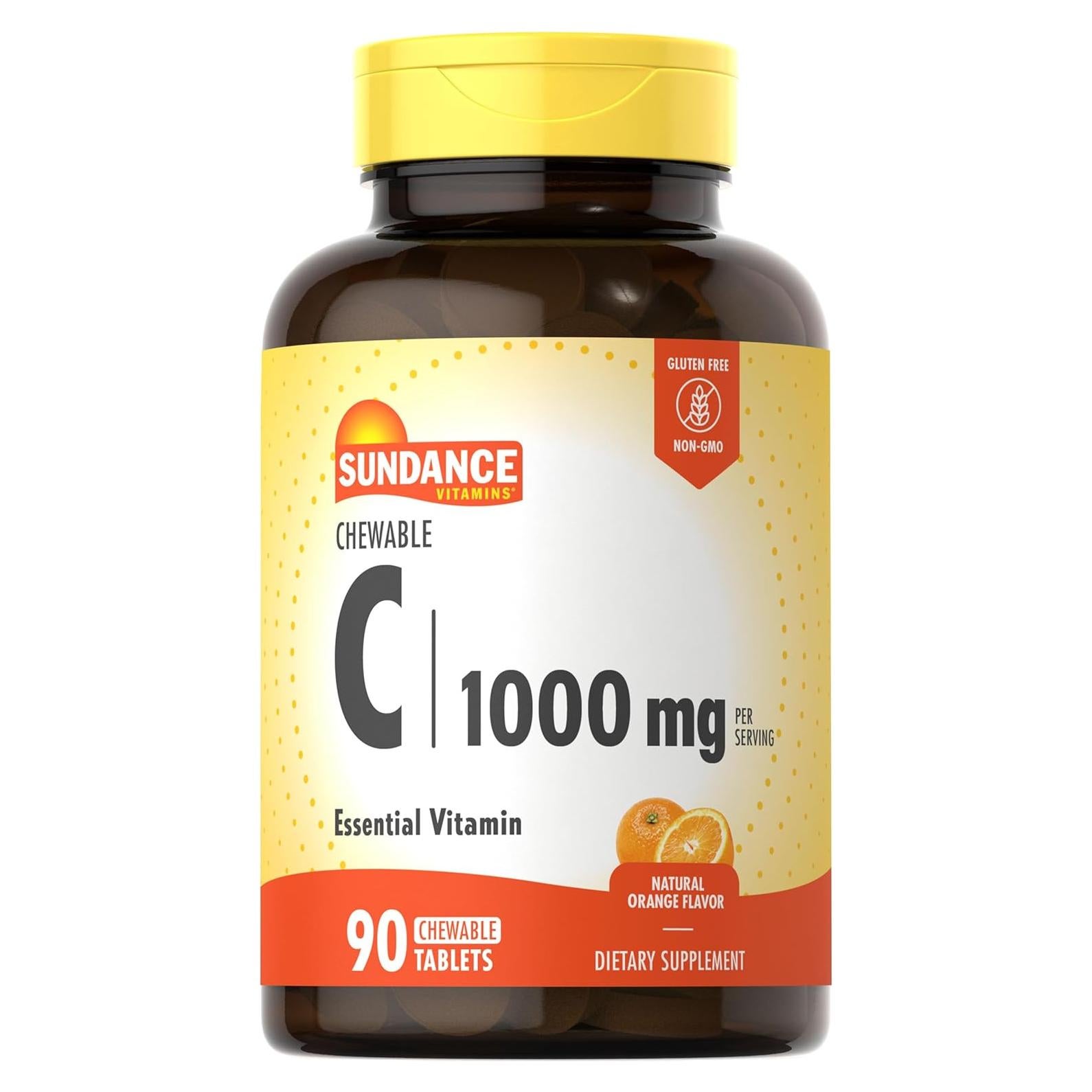 Vitamina C Masticable Sundance 1000mg 90 Tabletas Sabor Naranja