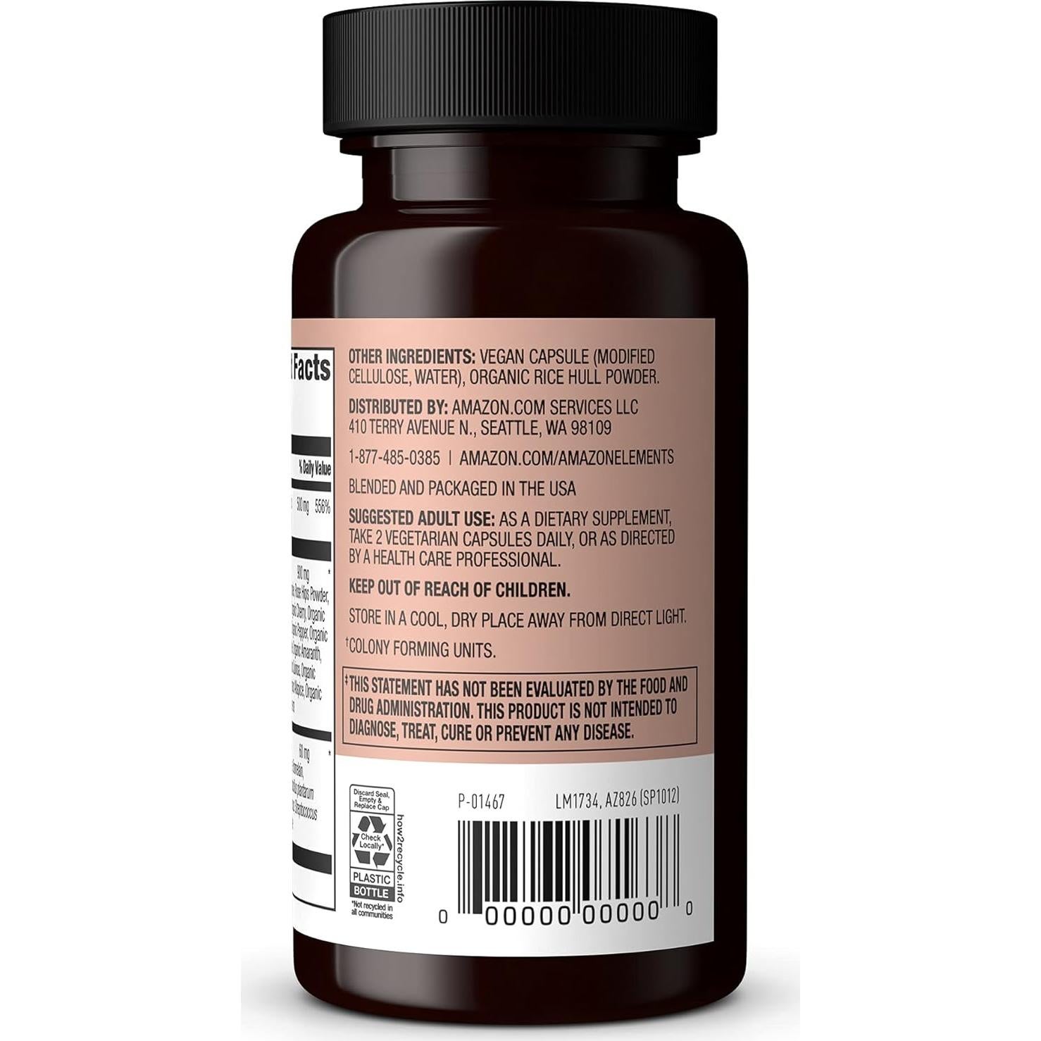 Vitamina C de Alimentos Integrales Amazon Elements 60 Cápsulas