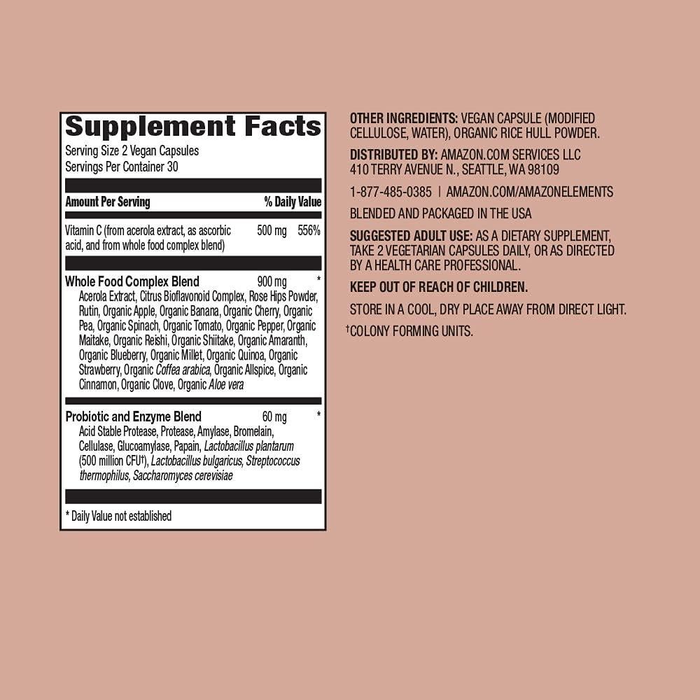 Vitamina C de Alimentos Integrales Amazon Elements 60 Cápsulas