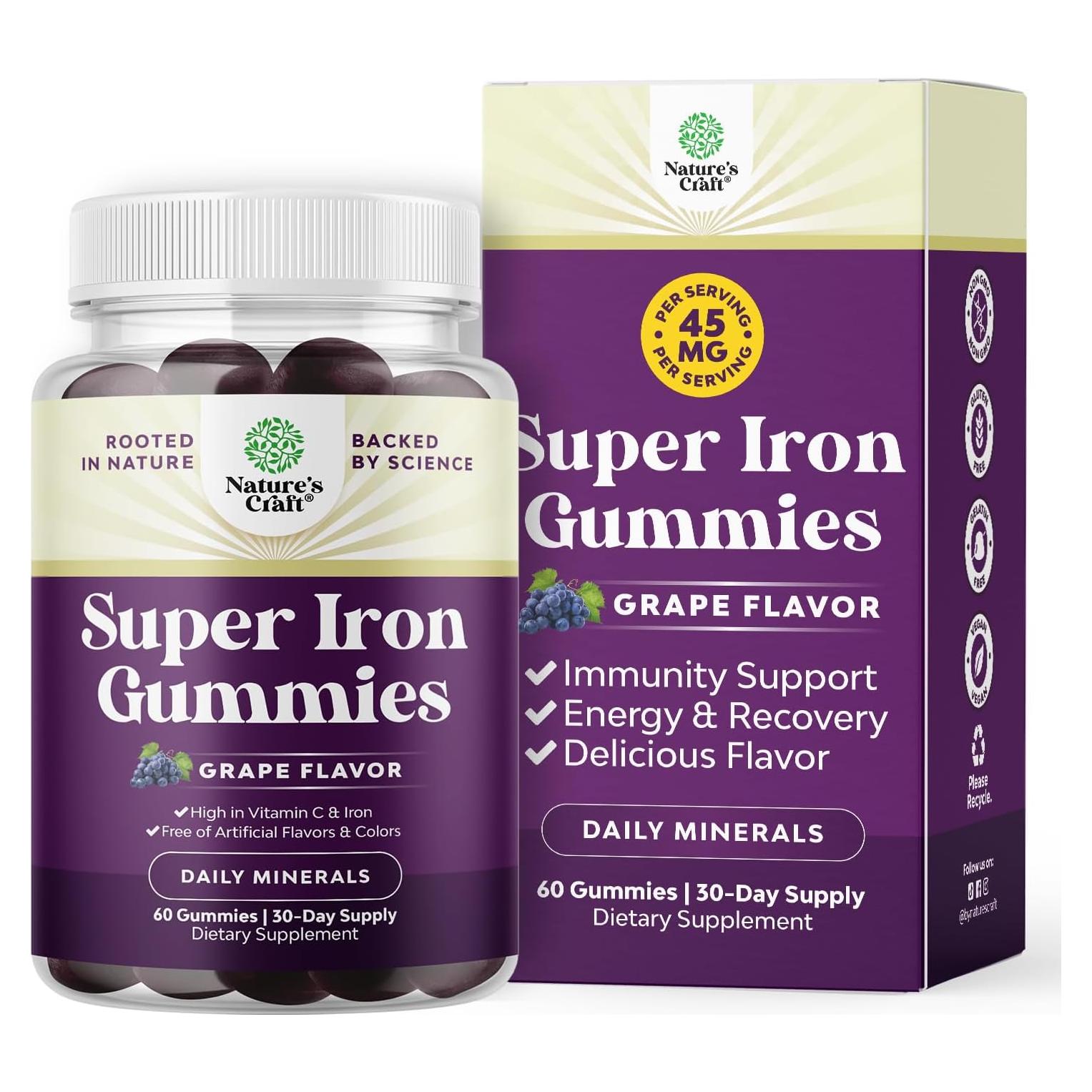 Gomitas de Hierro Natures Craft 60 Unidades con Vitamina C