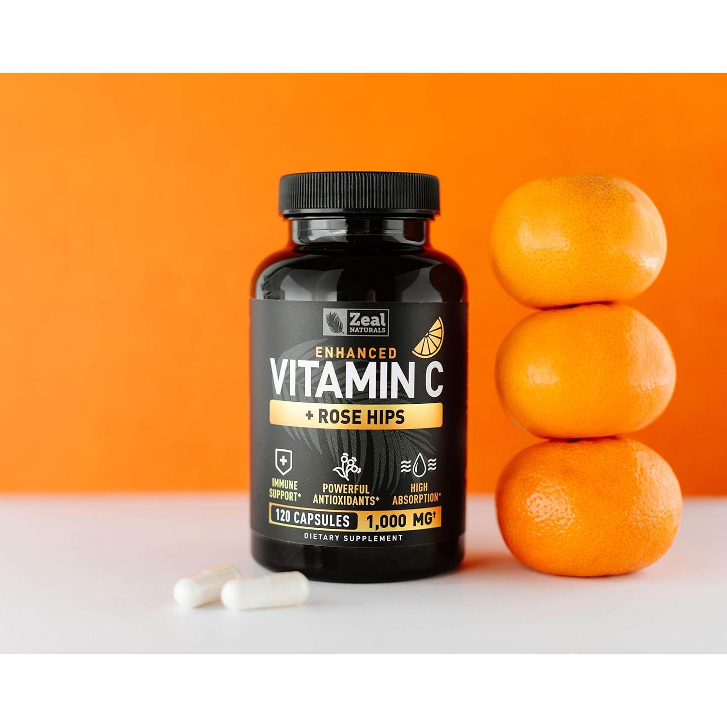 Vitamina C 1000mg Zeal Naturals con Rosa Mosqueta - 120 Cápsulas