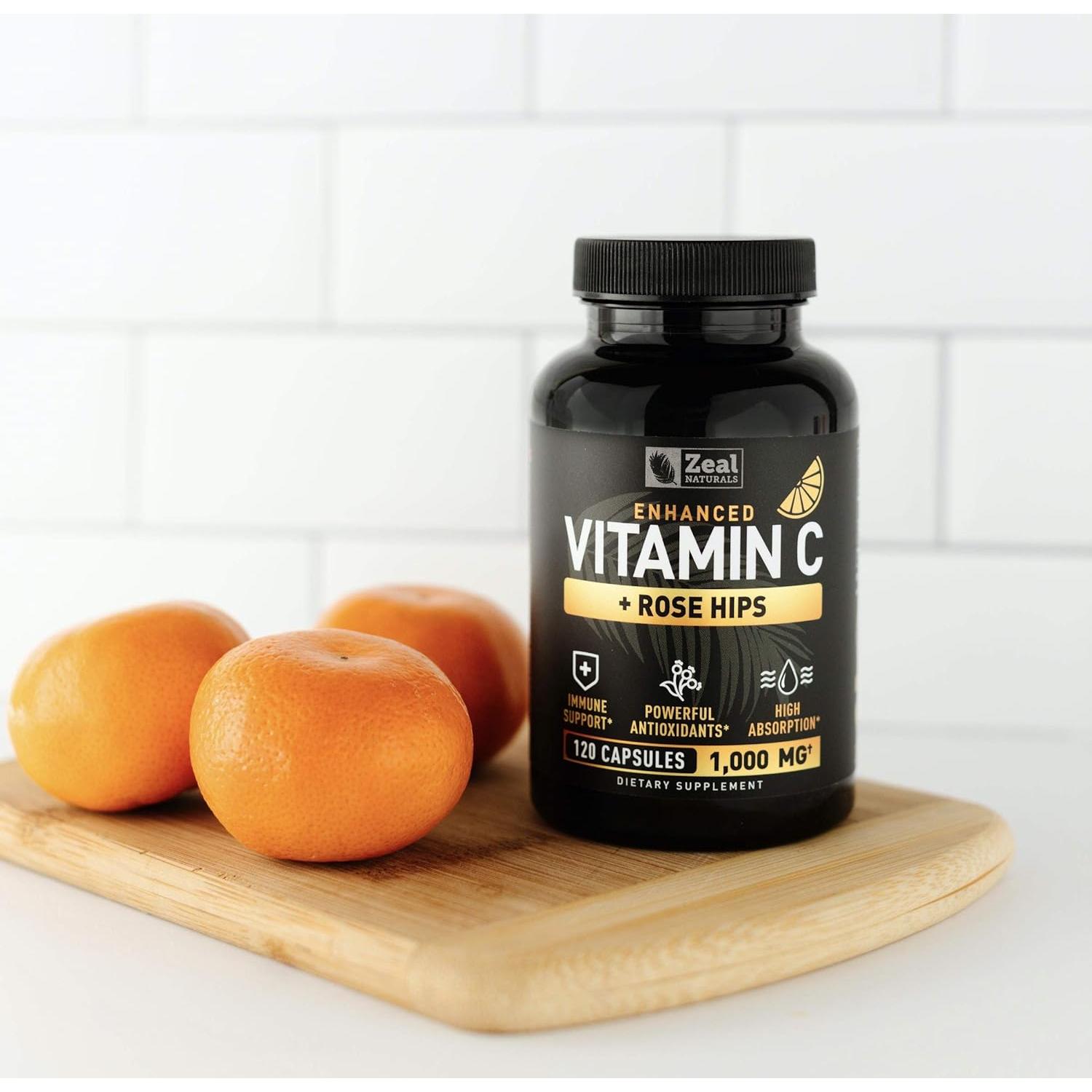 Vitamina C 1000mg Zeal Naturals con Rosa Mosqueta - 120 Cápsulas