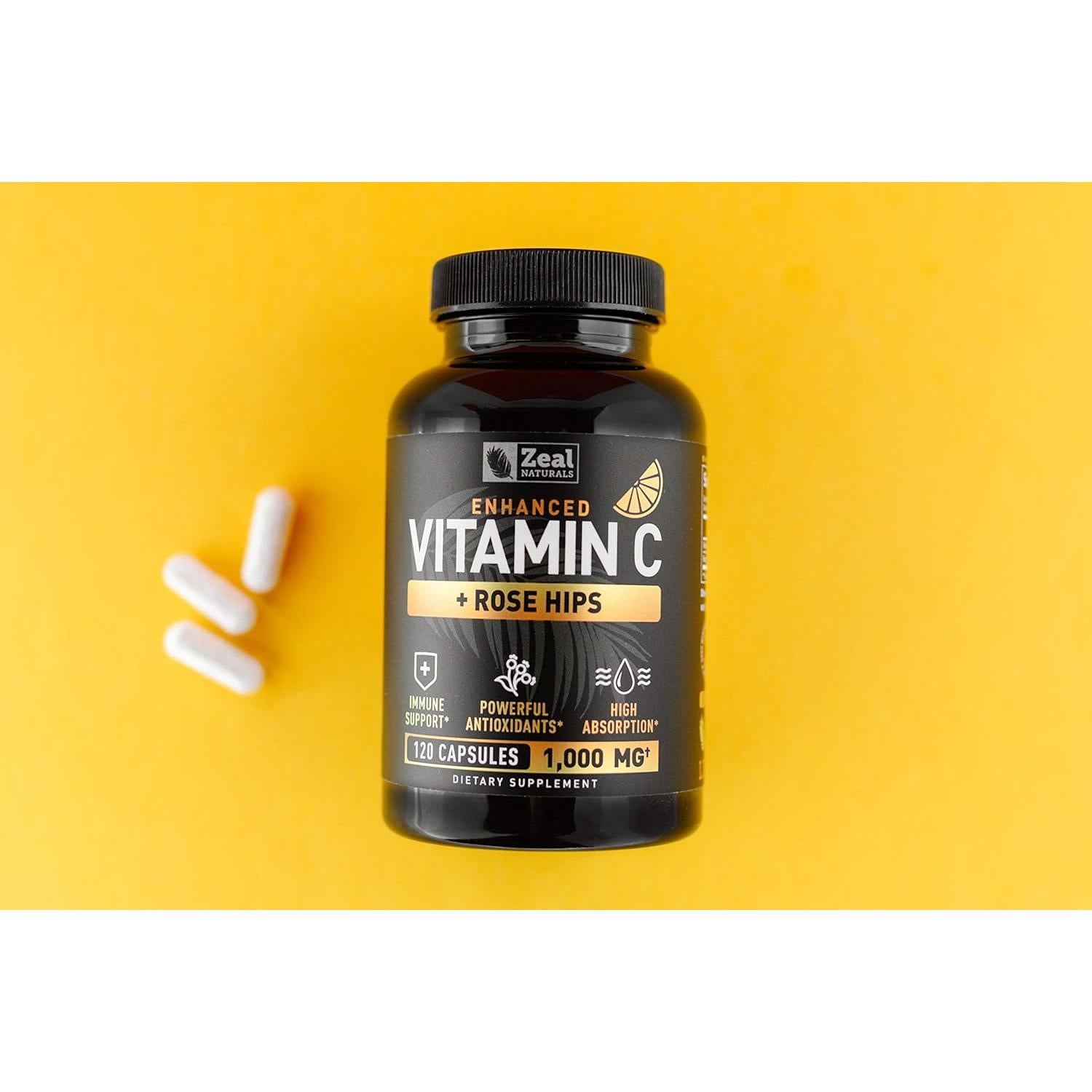 Vitamina C 1000mg Zeal Naturals con Rosa Mosqueta - 120 Cápsulas